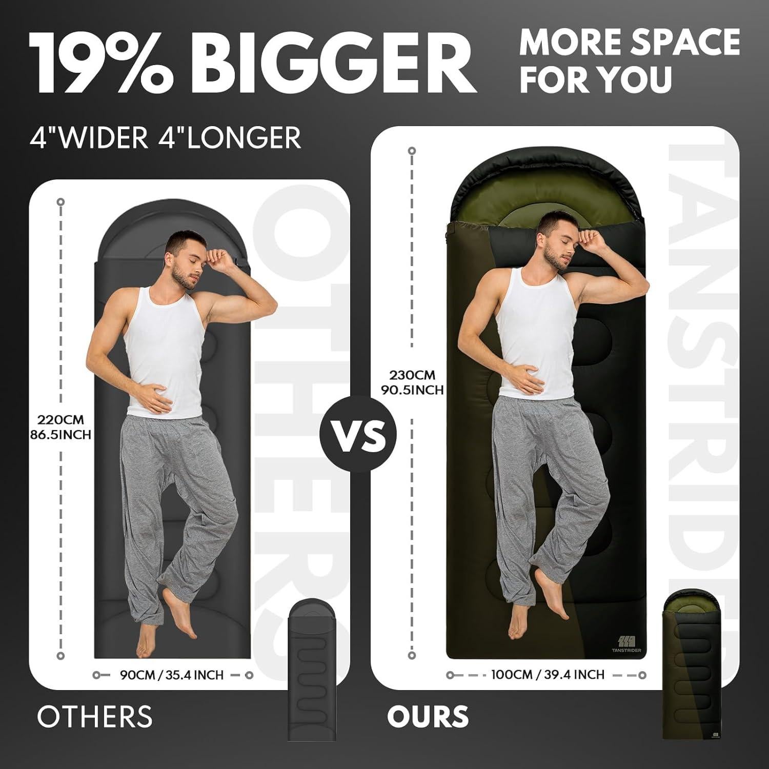 Saco de Dormir XXL TANSTRIDER 0°C Poliéster Camping