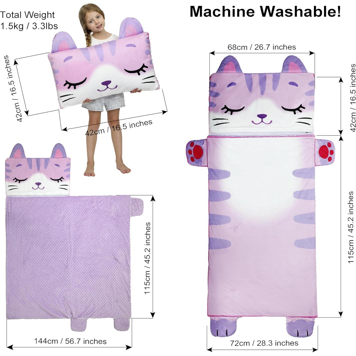 Saco de dormir 3 en 1 Rabtero para niños Gato 156.7x71.9cm