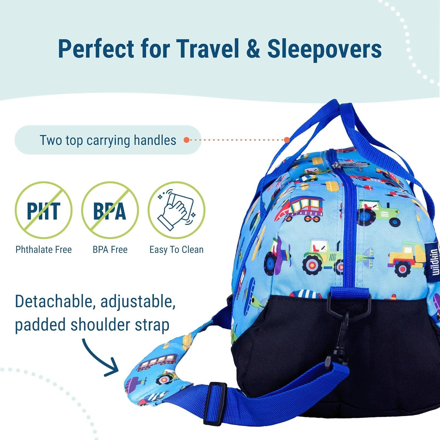 Bolsa de viaje Wildkin para niños 45.72x22.86cm Trenes Aviones Camiones