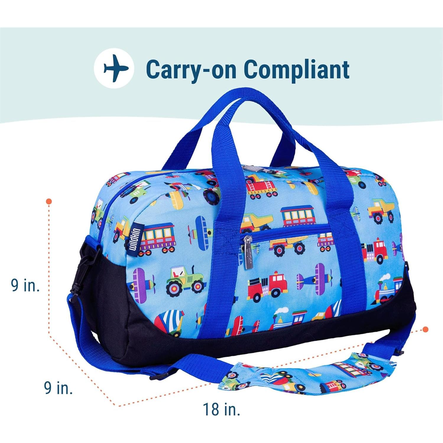 Bolsa de viaje Wildkin para niños 45.72x22.86cm Trenes Aviones Camiones