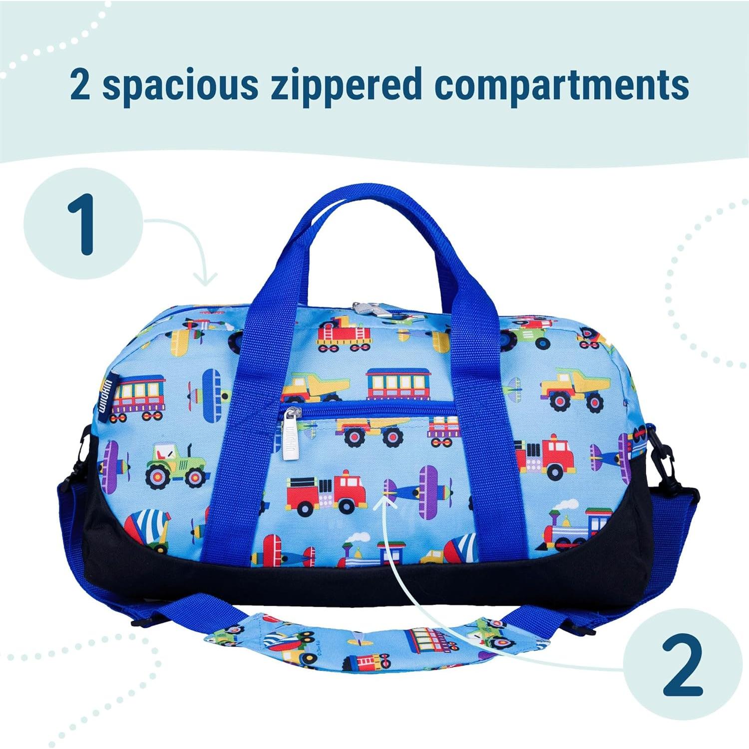 Bolsa de viaje Wildkin para niños 45.72x22.86cm Trenes Aviones Camiones