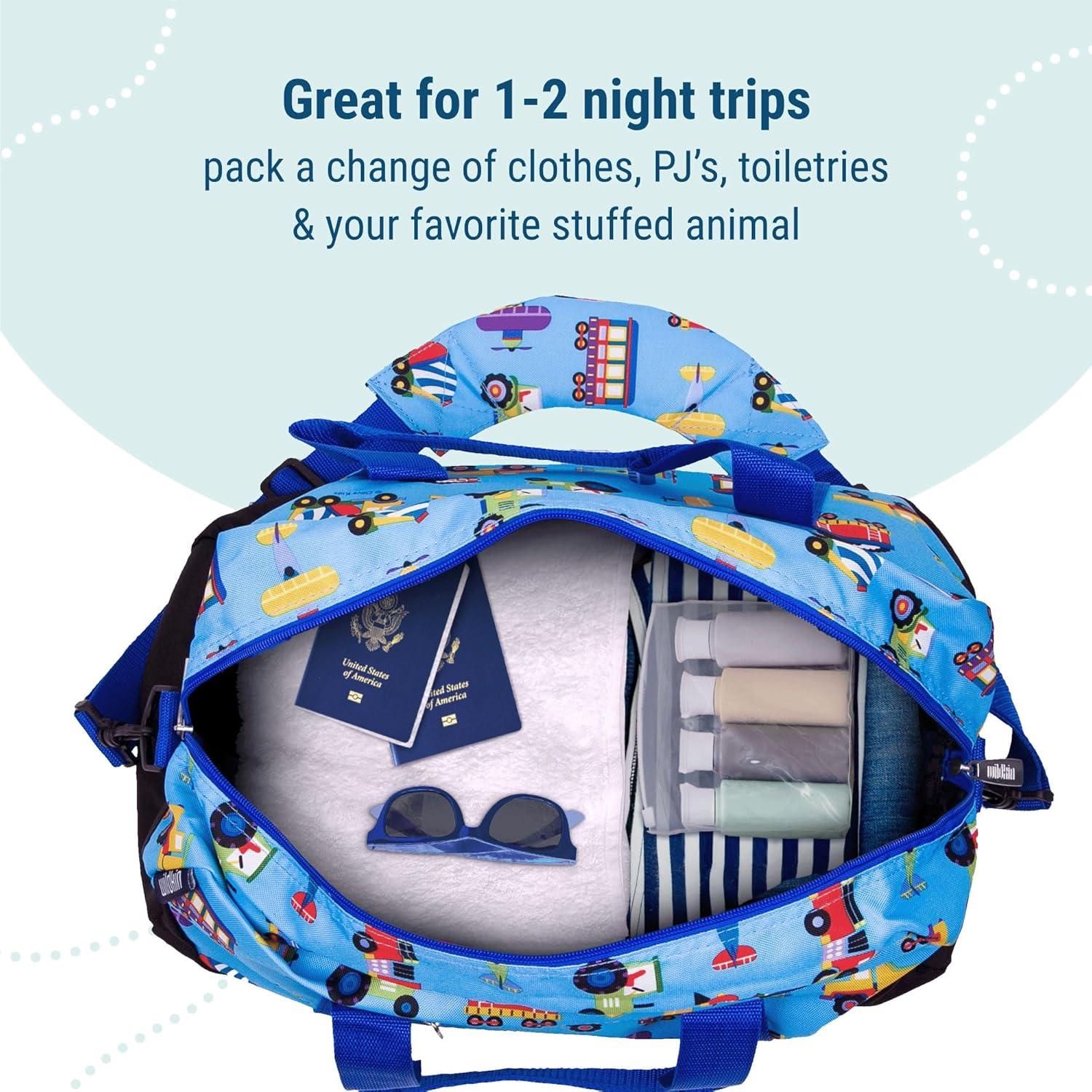 Bolsa de viaje Wildkin para niños 45.72x22.86cm Trenes Aviones Camiones