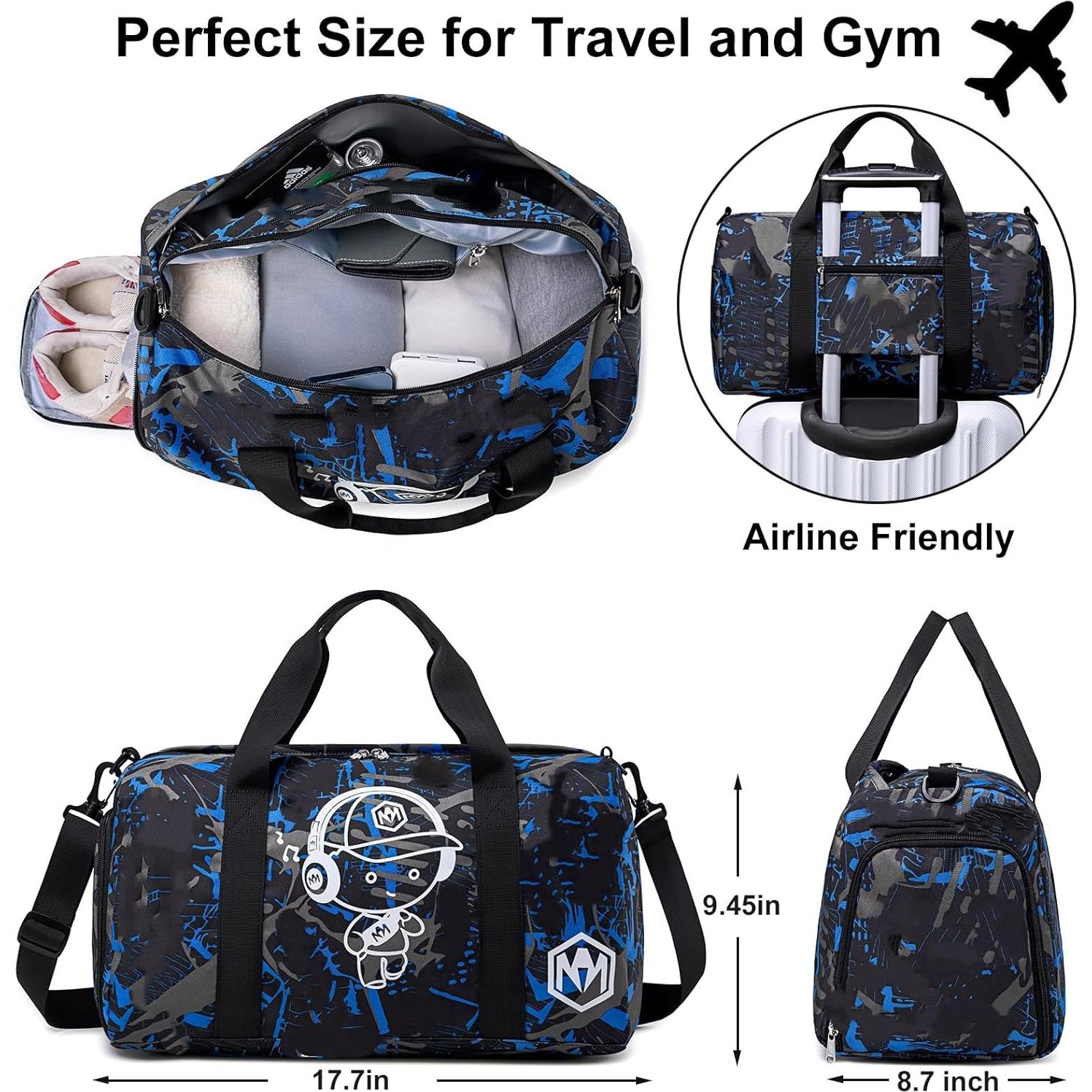 Bolsa de Deporte Luminosa para Niños Azul 23L con Compartimentos