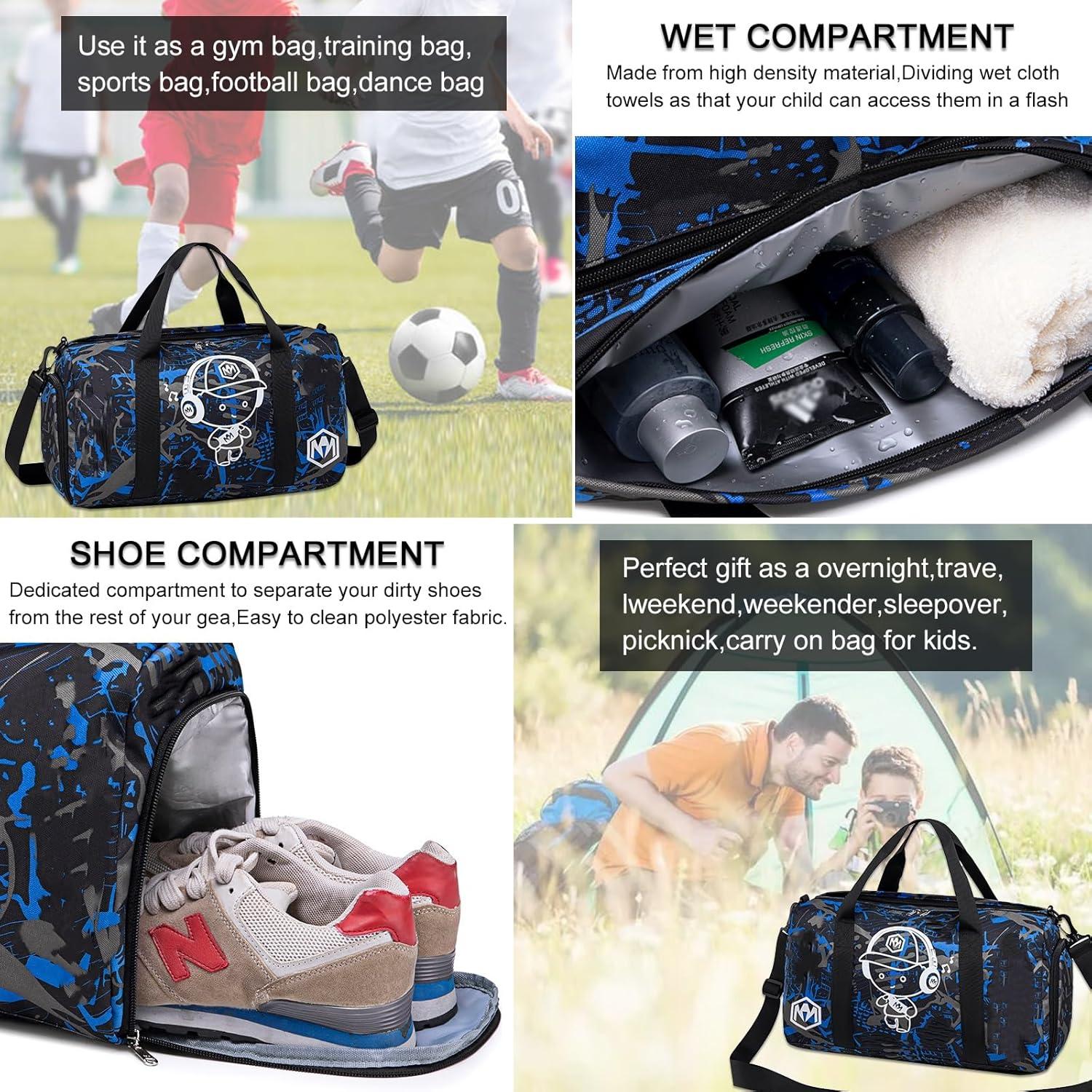 Bolsa de Deporte Luminosa para Niños Azul 23L con Compartimentos