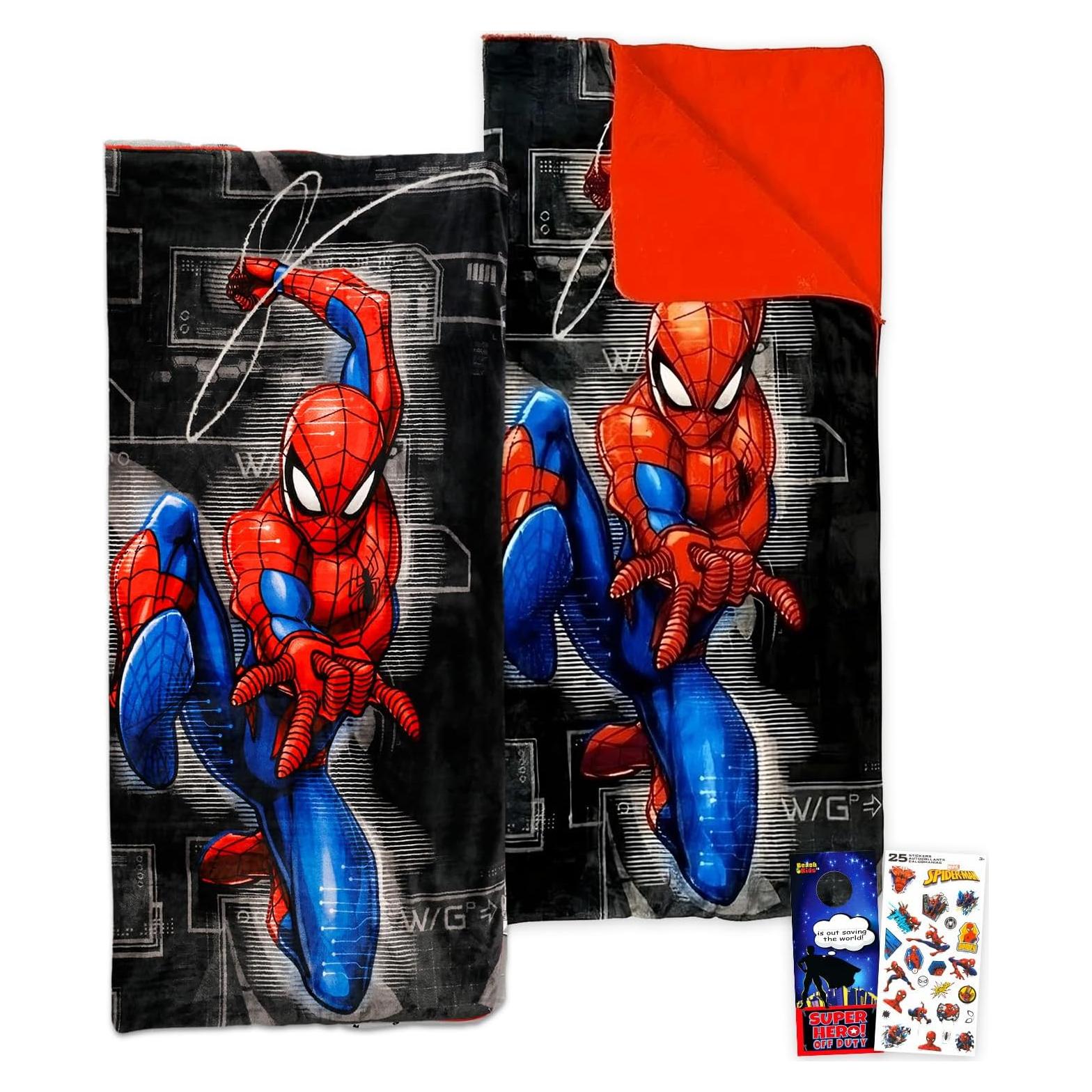 Saco de Dormir Spider-Man 137x142 cm con Almohada y Stickers