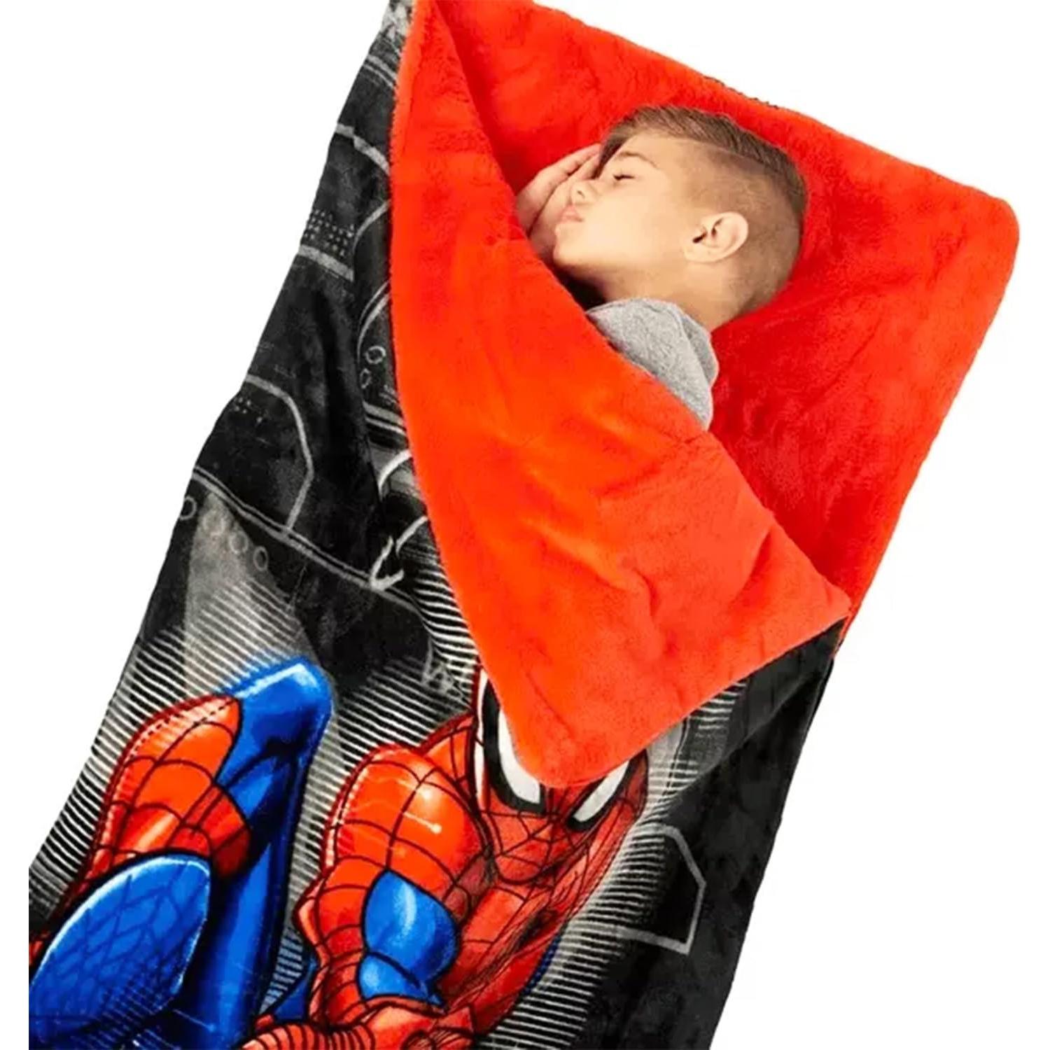 Saco de Dormir Spider-Man 137x142 cm con Almohada y Stickers