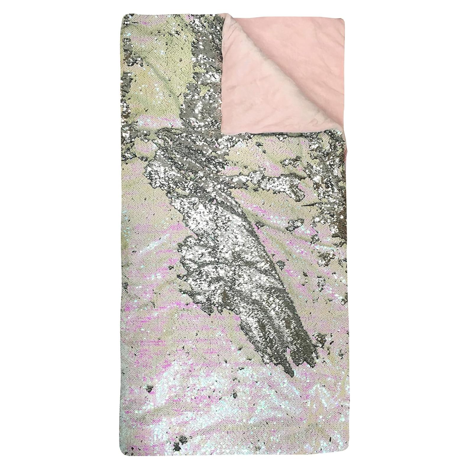 Saco de dormir reversible de lentejuelas Idea Nuova - Rosa 137x71 cm