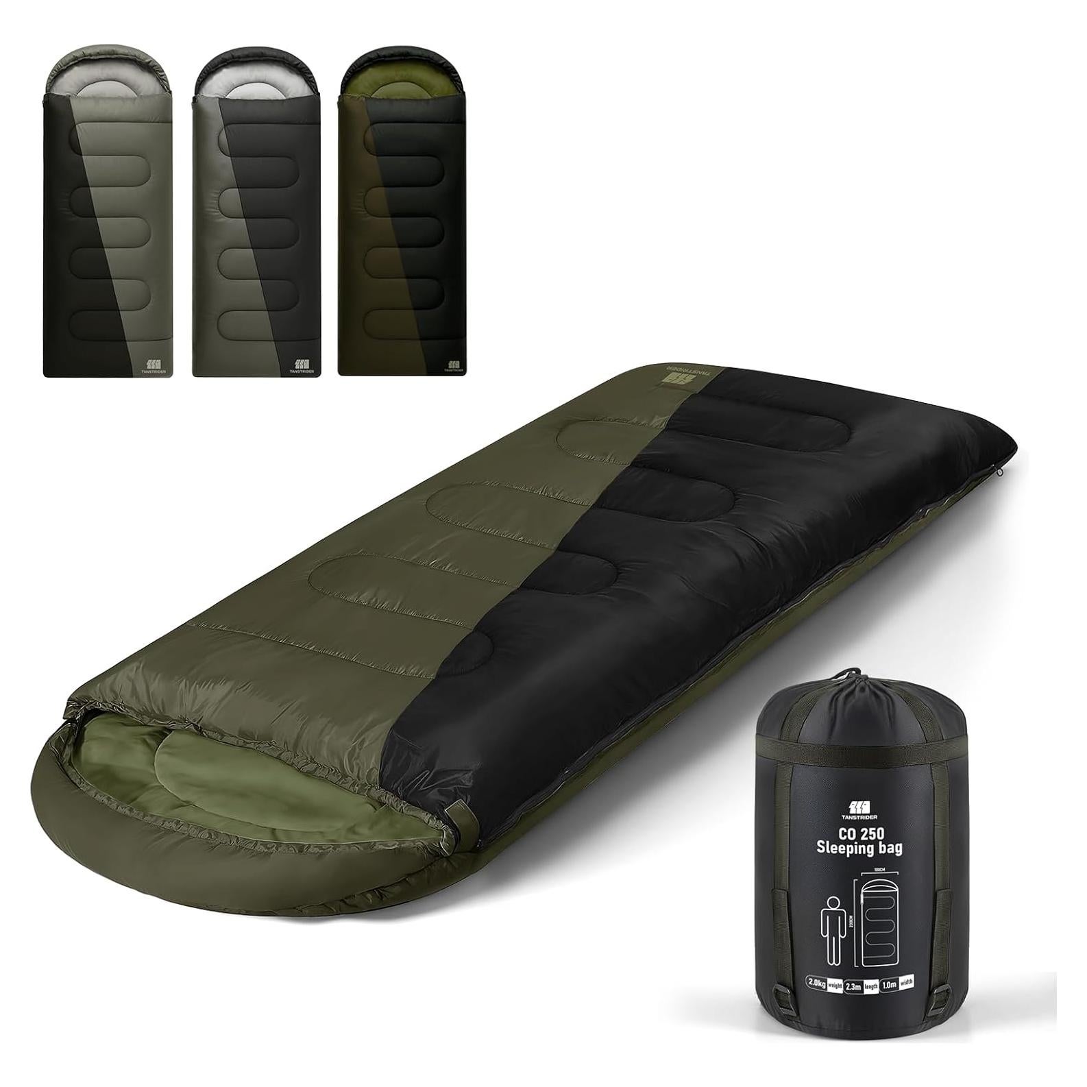 Saco de Dormir XXL TANSTRIDER 0°C Camping Adultos Verde