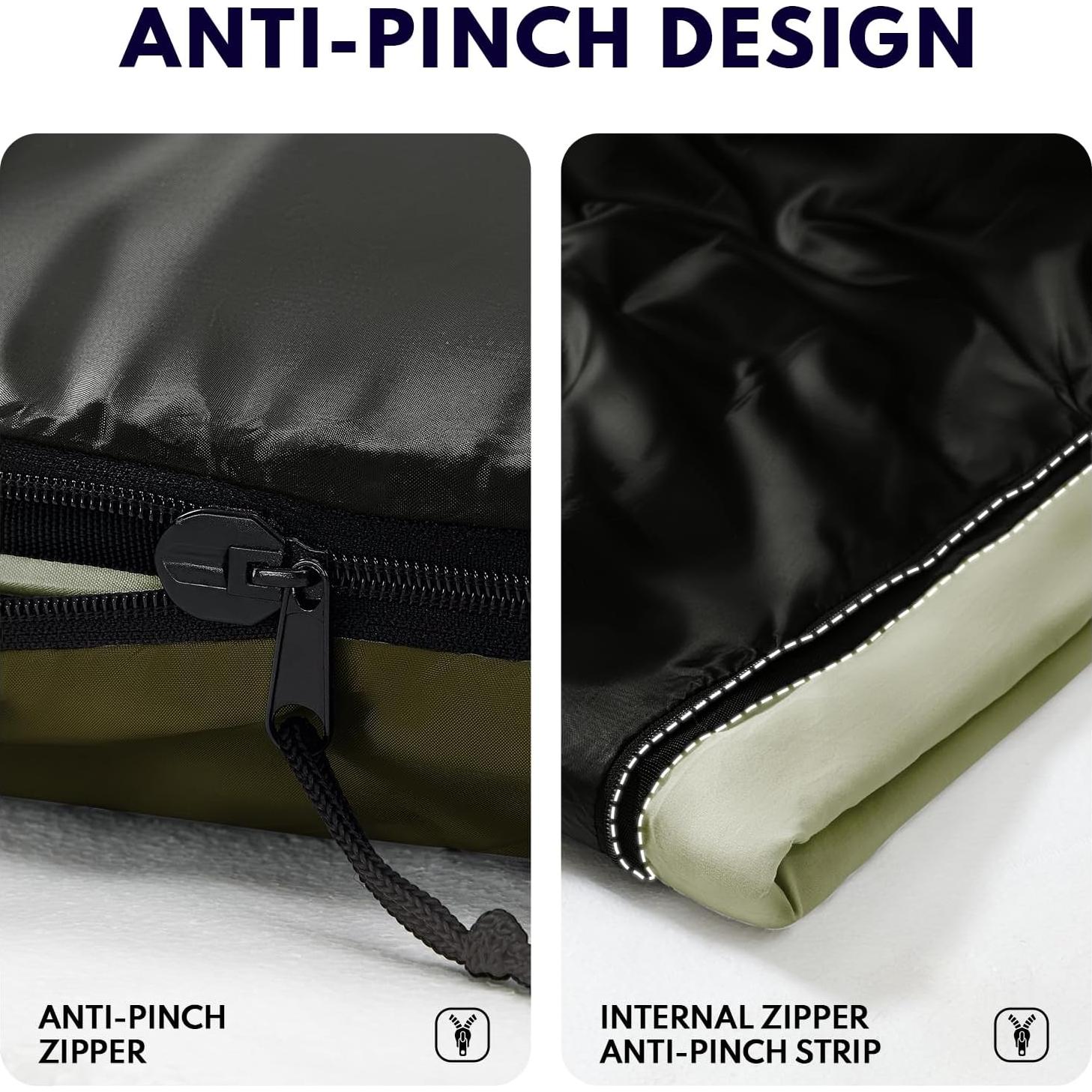 Saco de Dormir XXL TANSTRIDER 0°C Camping Adultos Verde