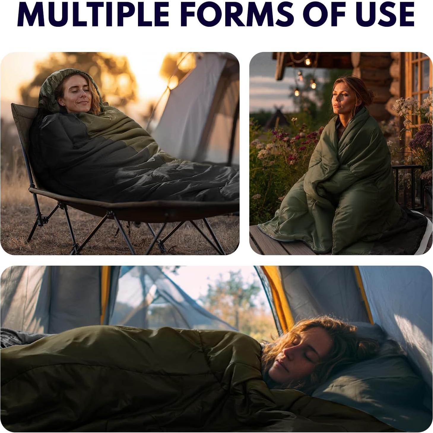 Saco de Dormir XXL TANSTRIDER 0°C Camping Adultos Verde