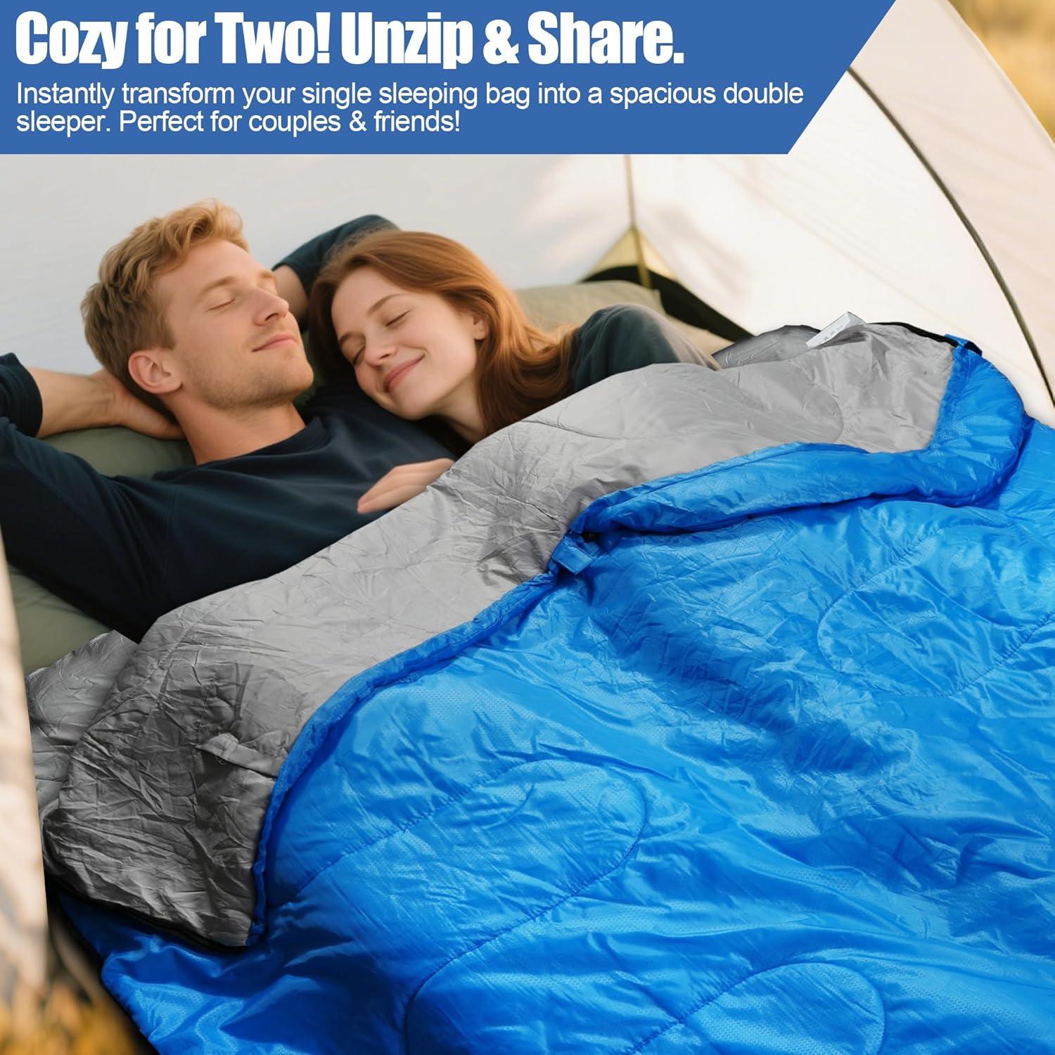 Saco de dormir 2 en 1 Cozivo impermeable para 4 estaciones
