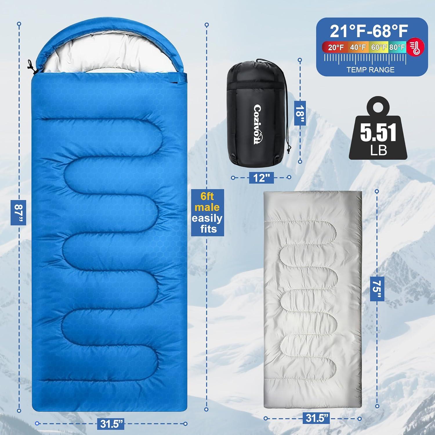 Saco de dormir 2 en 1 Cozivo impermeable para 4 estaciones