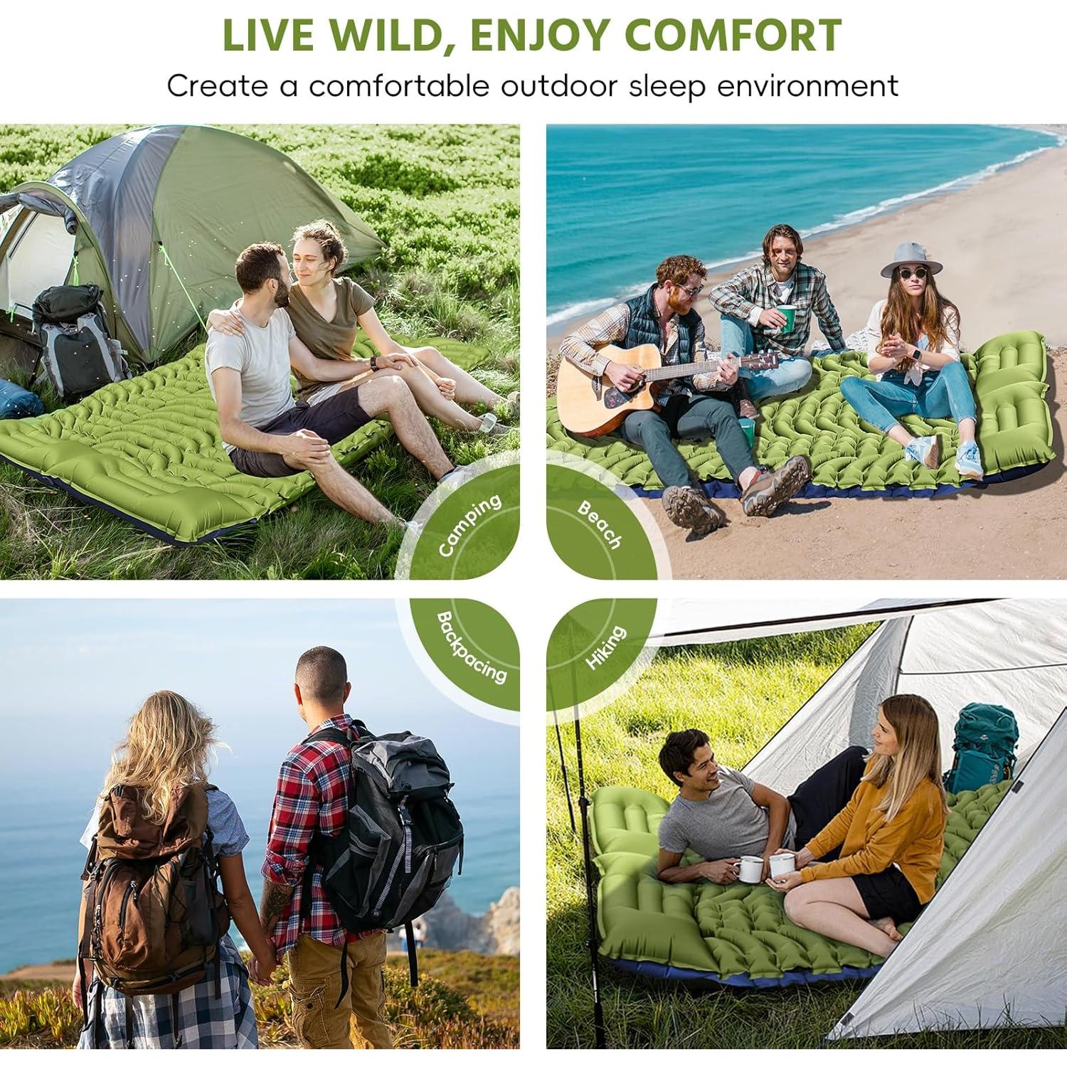 Colchón Doble Autoinflable OUTTPLY 202.5x135.9cm 10.2cm Grueso