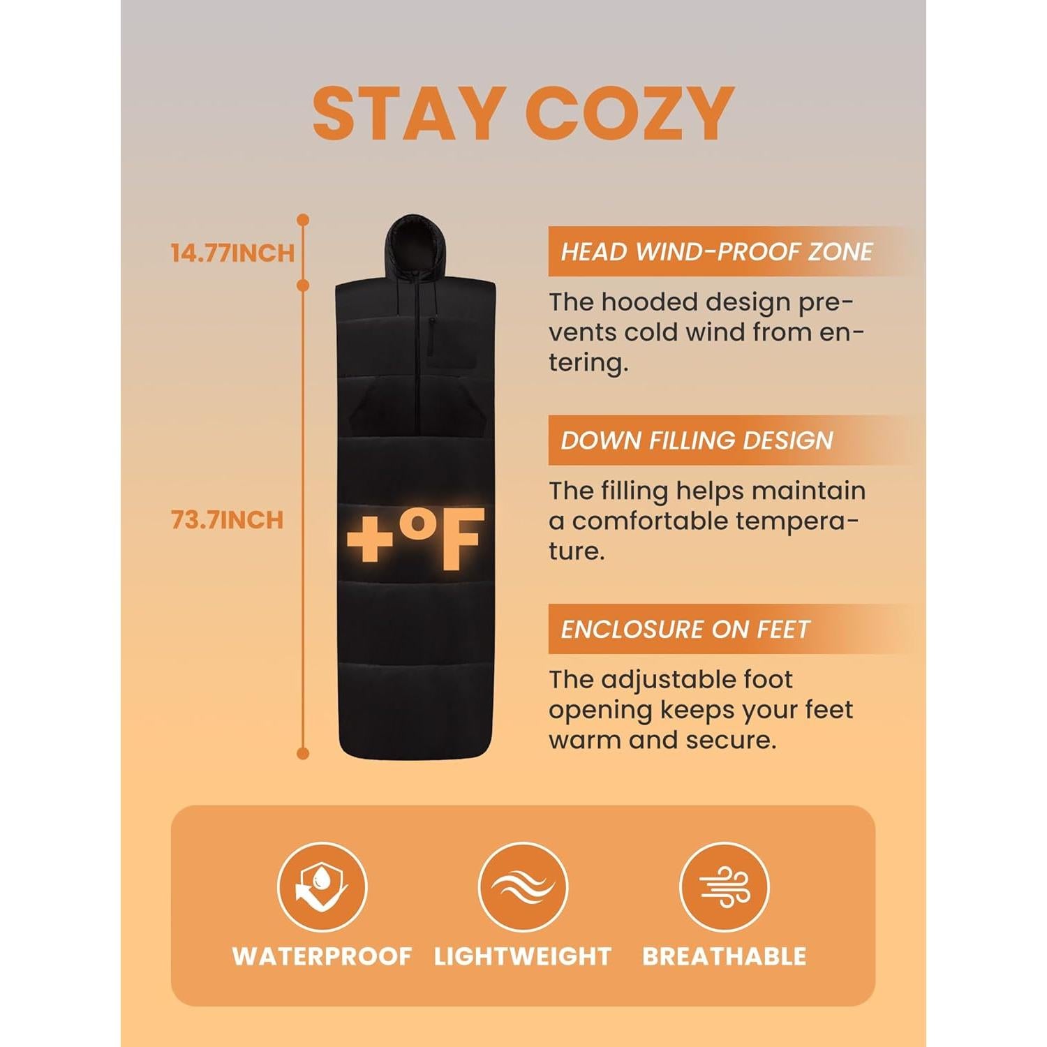 Saco de dormir Relexit negro para adultos, impermeable, 1.14 kg