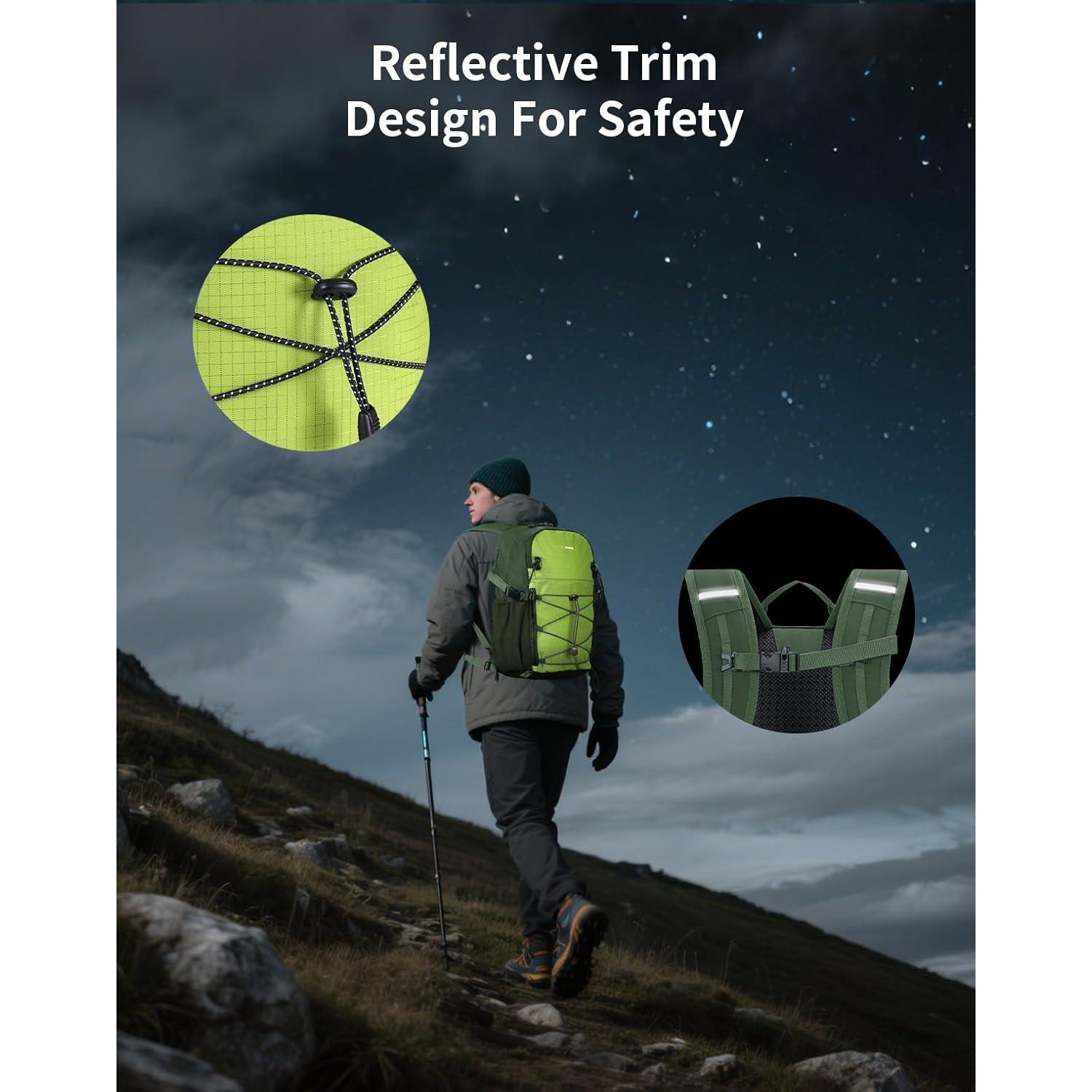 Mochila de Senderismo ECOHUB 20L Verde Resistente al Agua