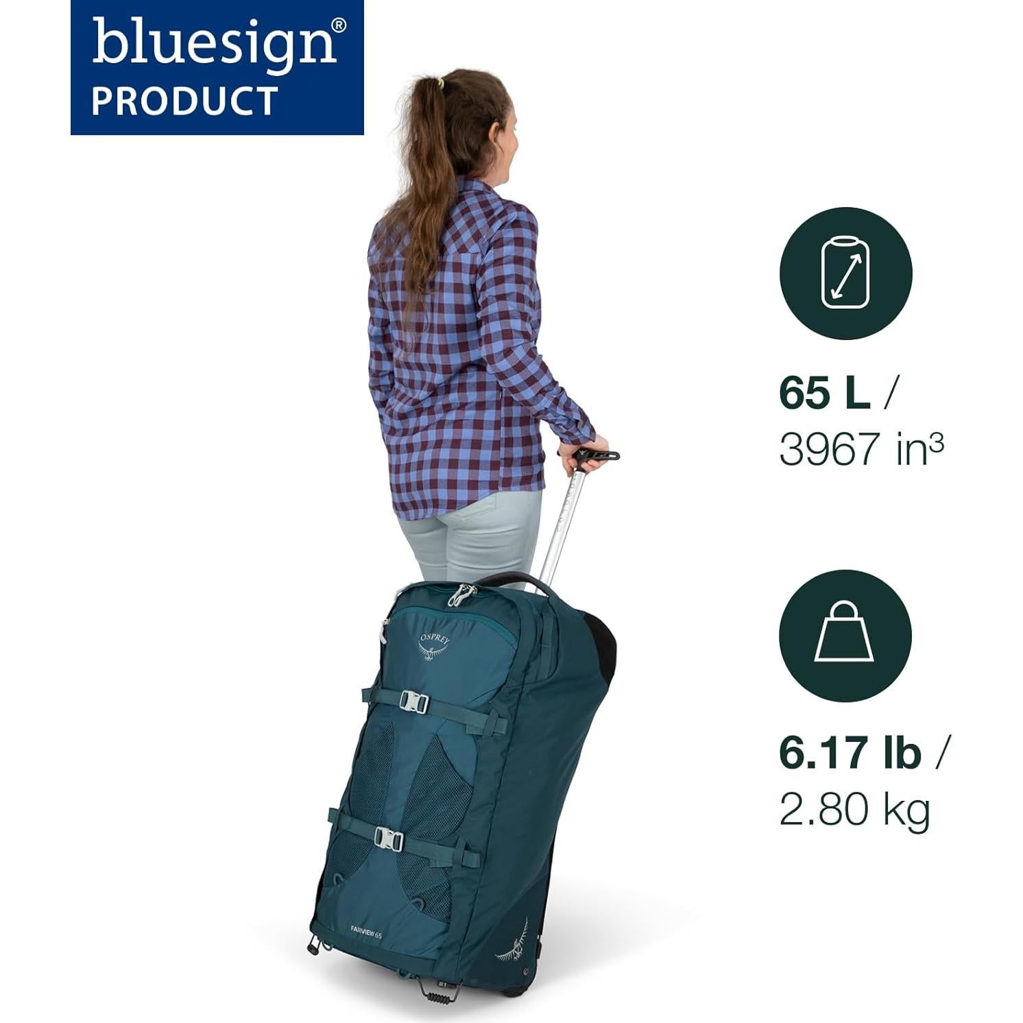 Mochila de Viaje Osprey Fairview 65L para Mujeres Azul