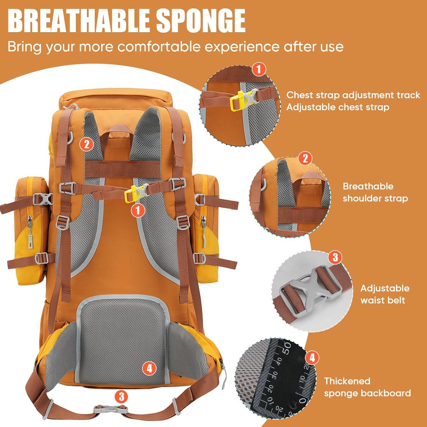 Mochila Impermeable Bseash 70L para Senderismo y Camping