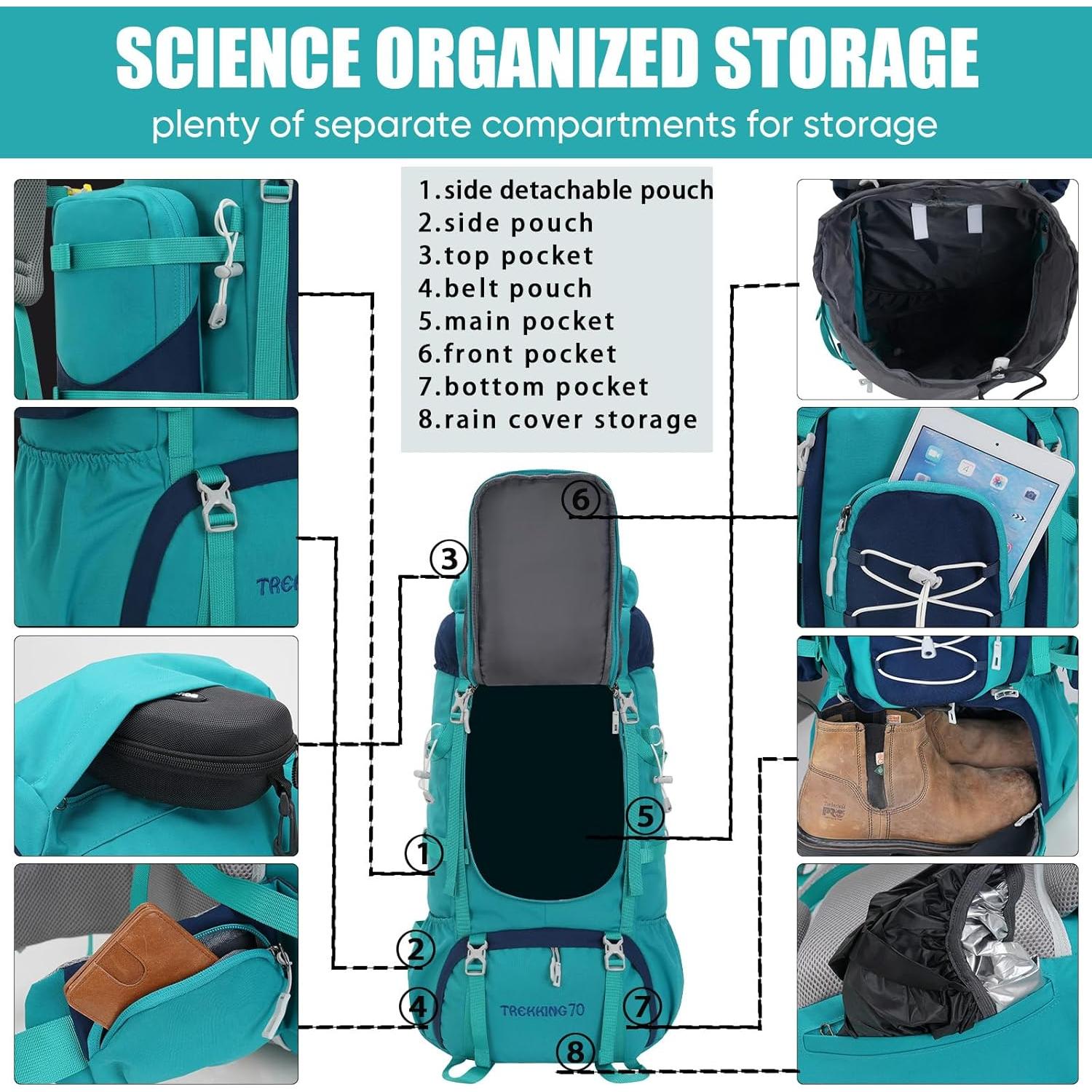 Mochila Impermeable Bseash 70L para Senderismo y Camping