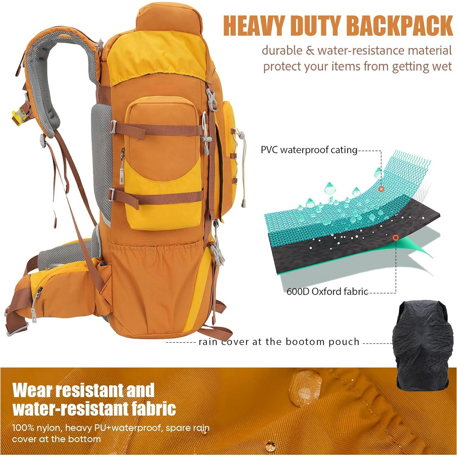 Mochila Impermeable Bseash 70L para Senderismo y Camping