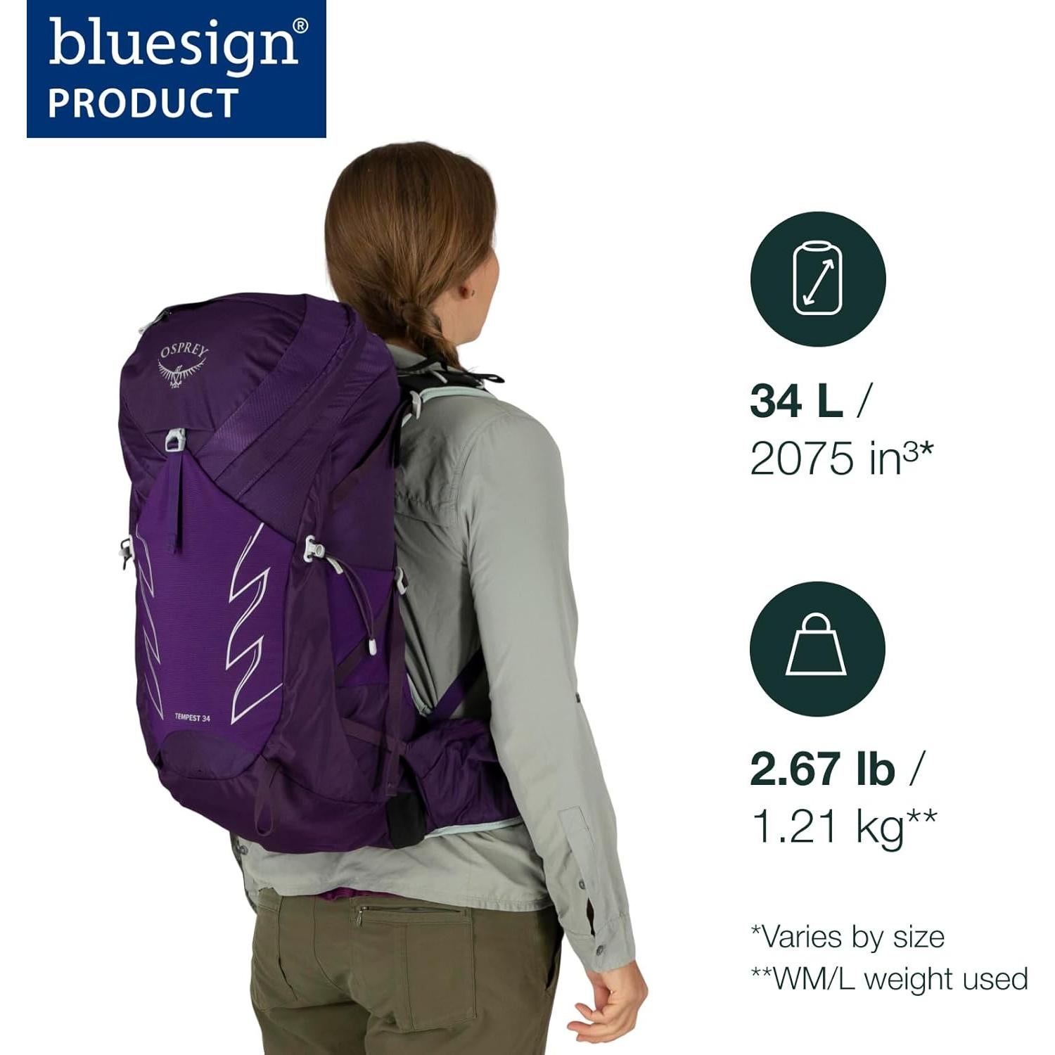 Mochila de senderismo Osprey Tempest 34L para mujeres Verde Jasper
