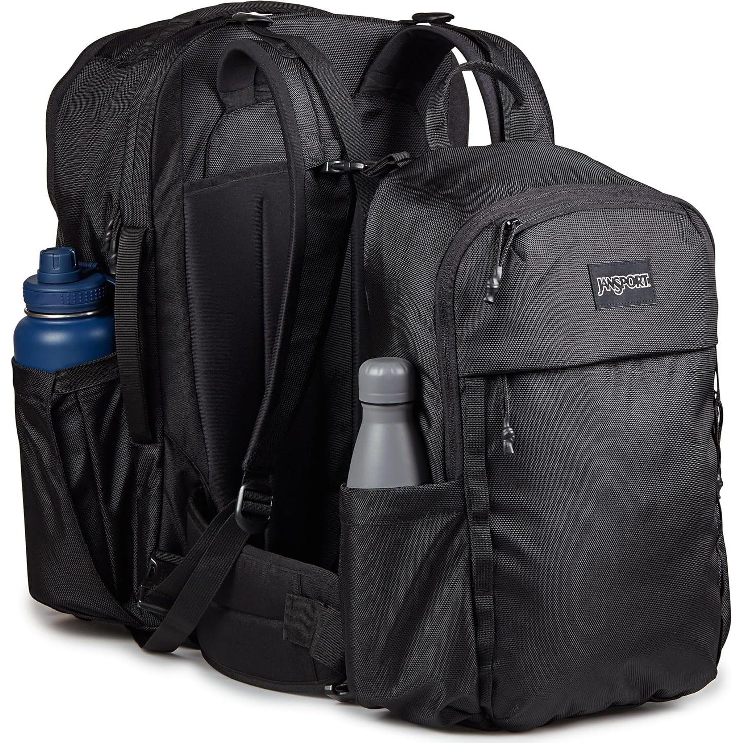 Mochila JanSport Venture Negra - Gran Compartimento y 4 Bolsillos