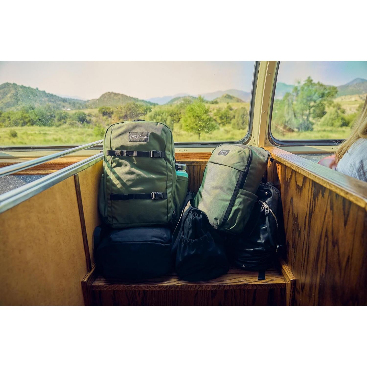 Mochila JanSport Venture Negra - Gran Compartimento y 4 Bolsillos