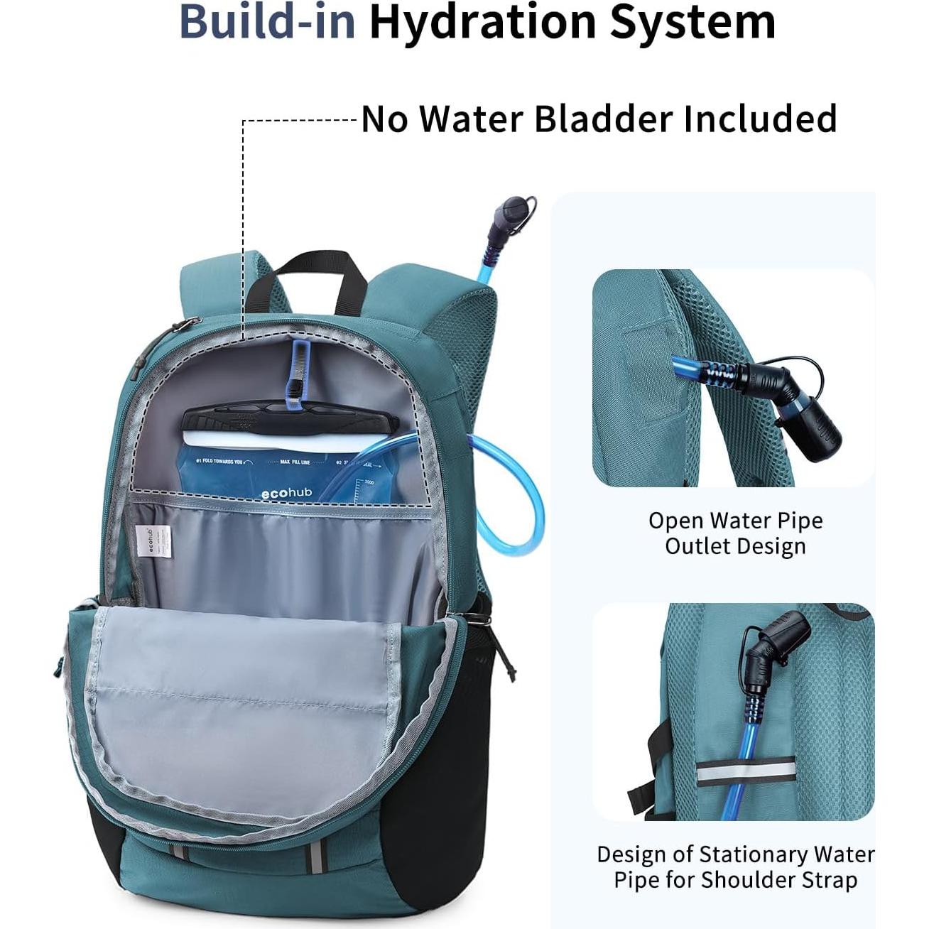 Mochila de Senderismo ECOHUB 30L Verde Resistente al Agua