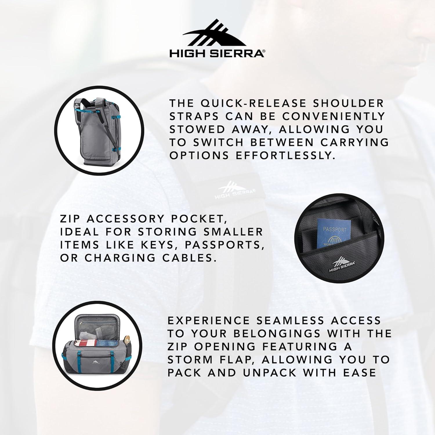 Bolsa de Viaje High Sierra Gris Acero 64L Mochila Duffel
