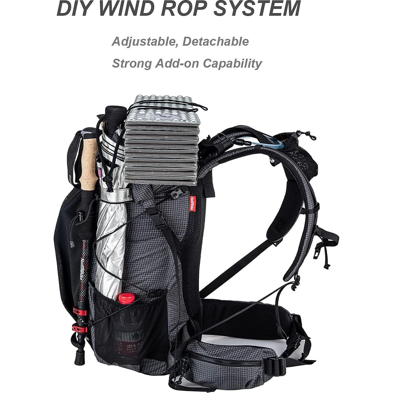 Mochila de Senderismo Naturehike 45L Ligera con Funda de Lluvia