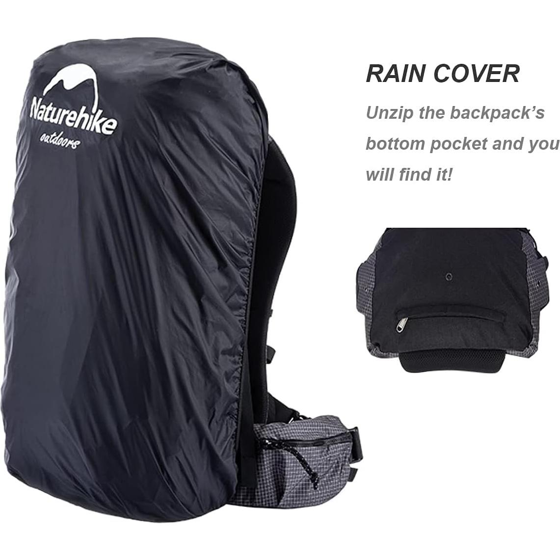 Mochila de Senderismo Naturehike 45L Ligera con Funda de Lluvia