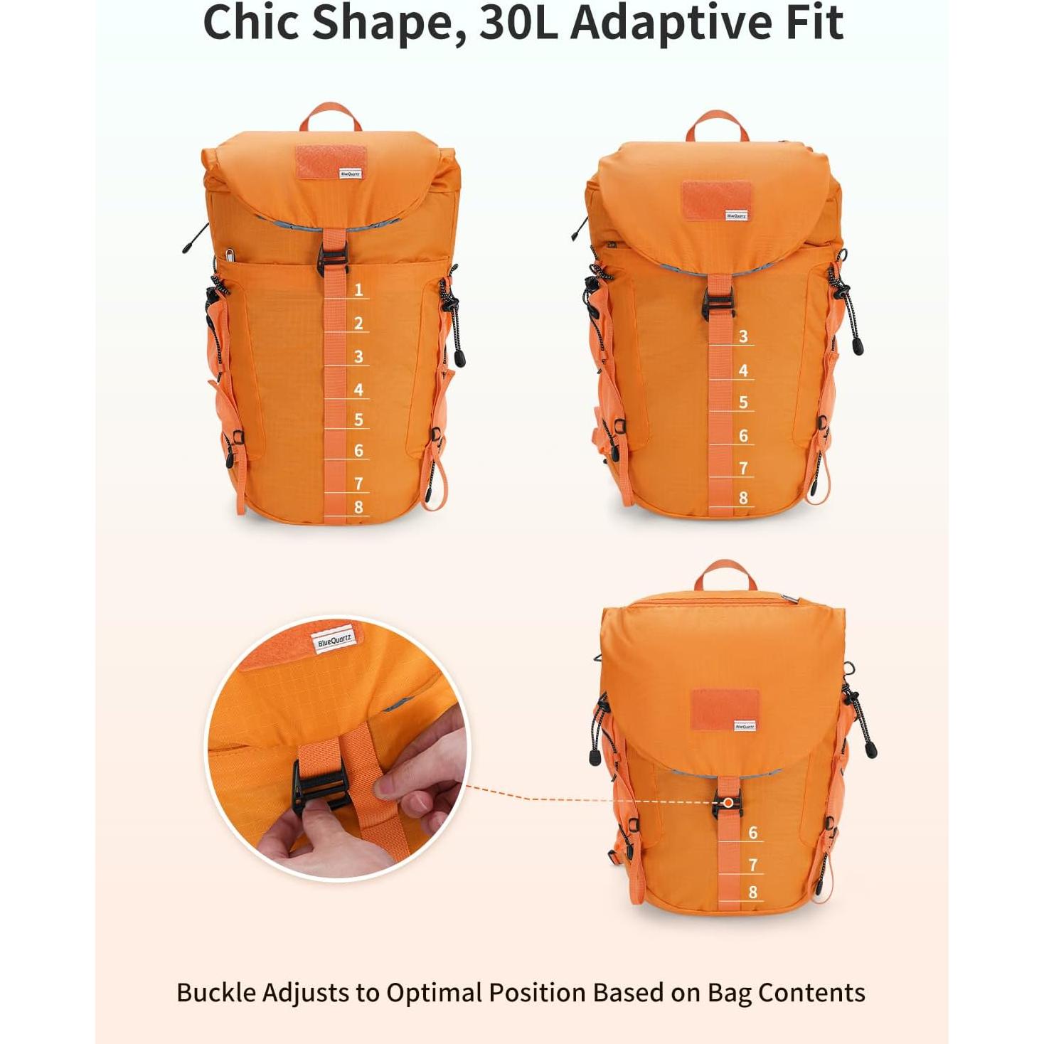 Mochila de Senderismo 30L BQ6093 Resistente al Agua Naranja
