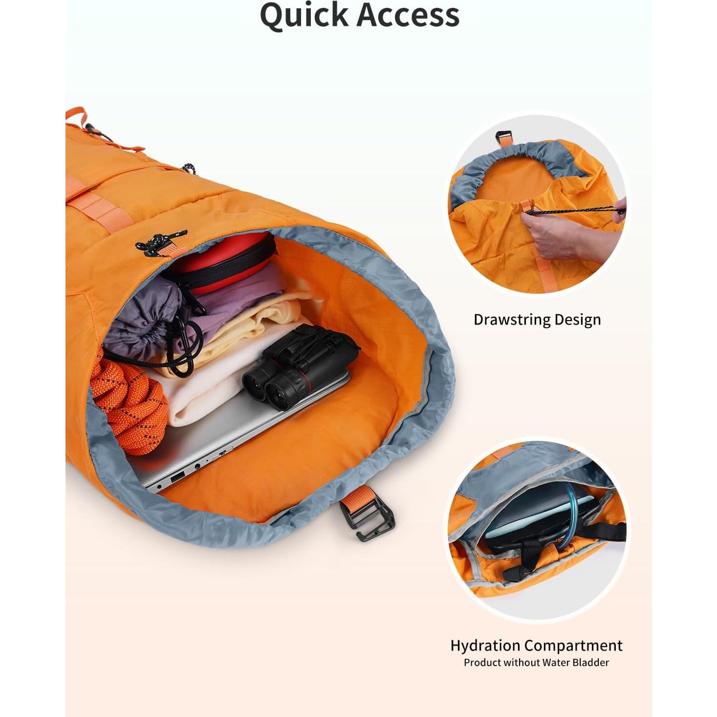 Mochila de Senderismo 30L BQ6093 Resistente al Agua Naranja