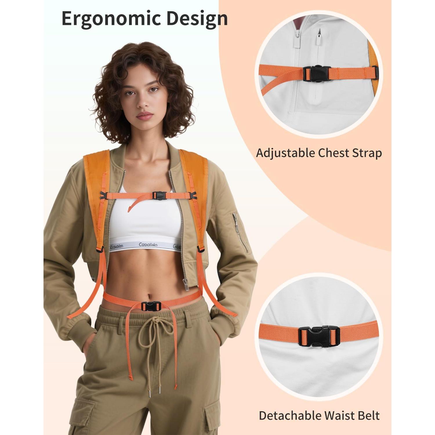 Mochila de Senderismo 30L BQ6093 Resistente al Agua Naranja