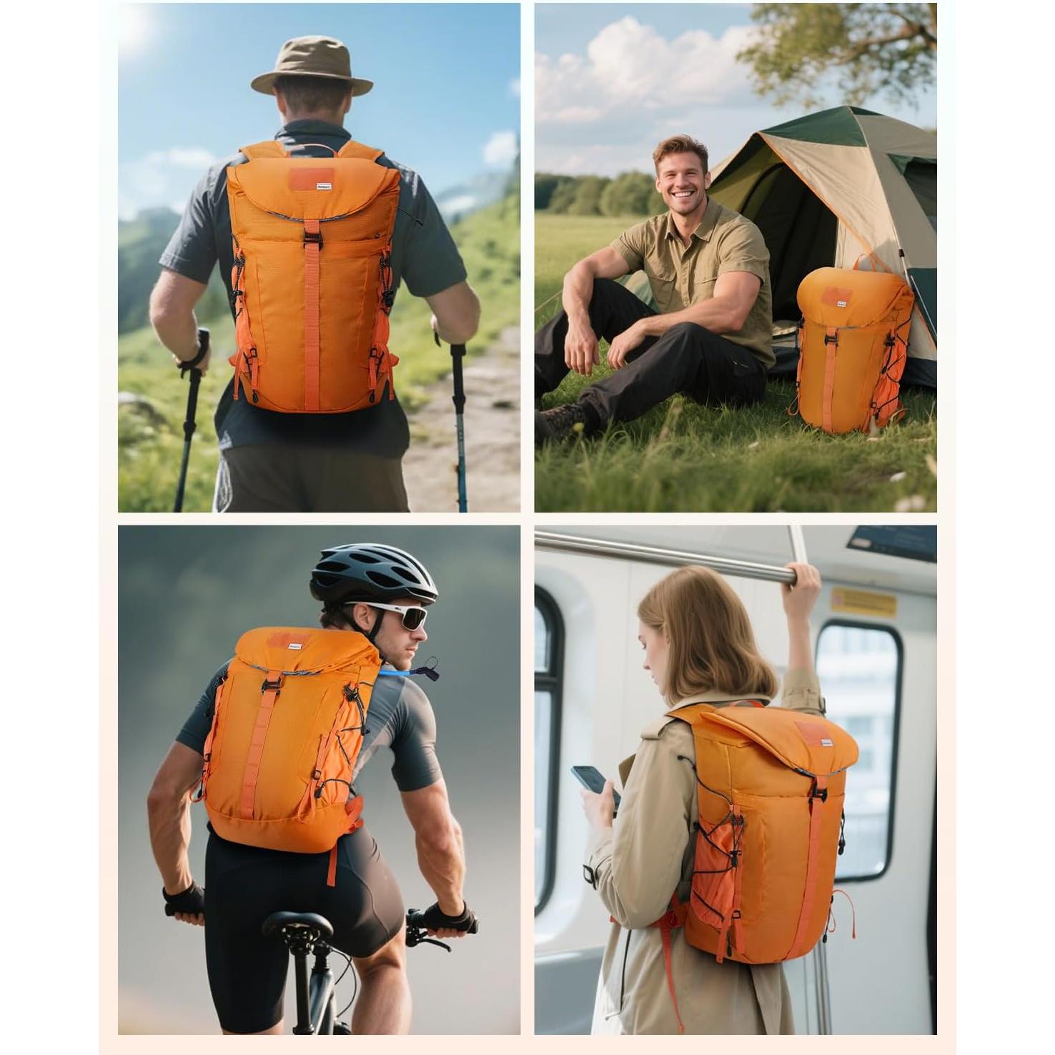 Mochila de Senderismo 30L BQ6093 Resistente al Agua Naranja