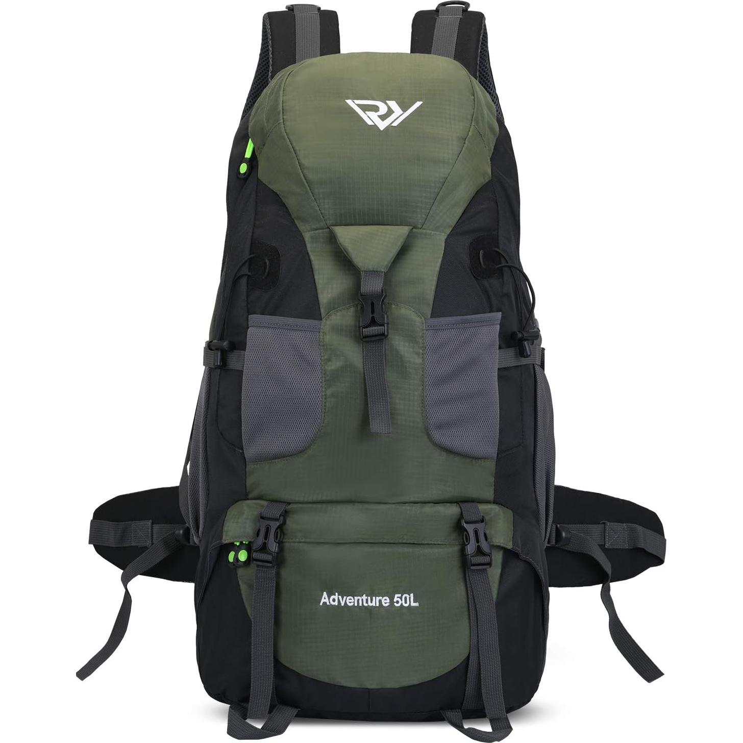 Mochila de Senderismo RuRu Monkey 50L Impermeable Verde Militar