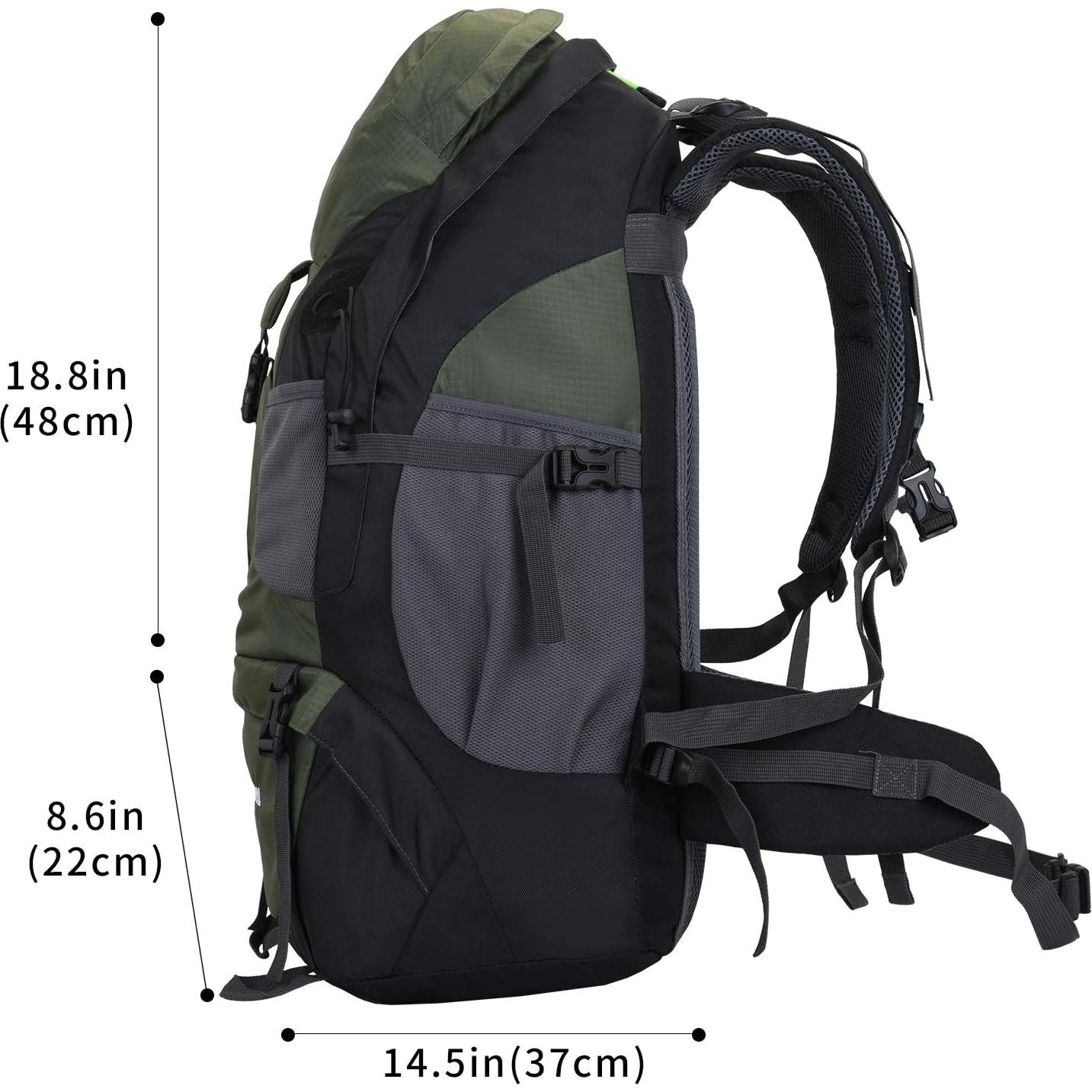 Mochila de Senderismo RuRu Monkey 50L Impermeable Verde Militar
