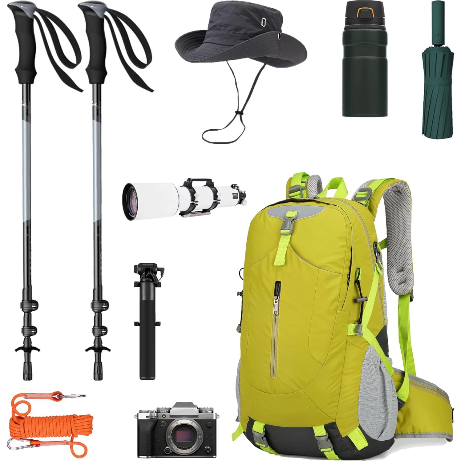 Mochila de Senderismo Impermeable 40L Unisex Verde - Ligera y Ergonómica