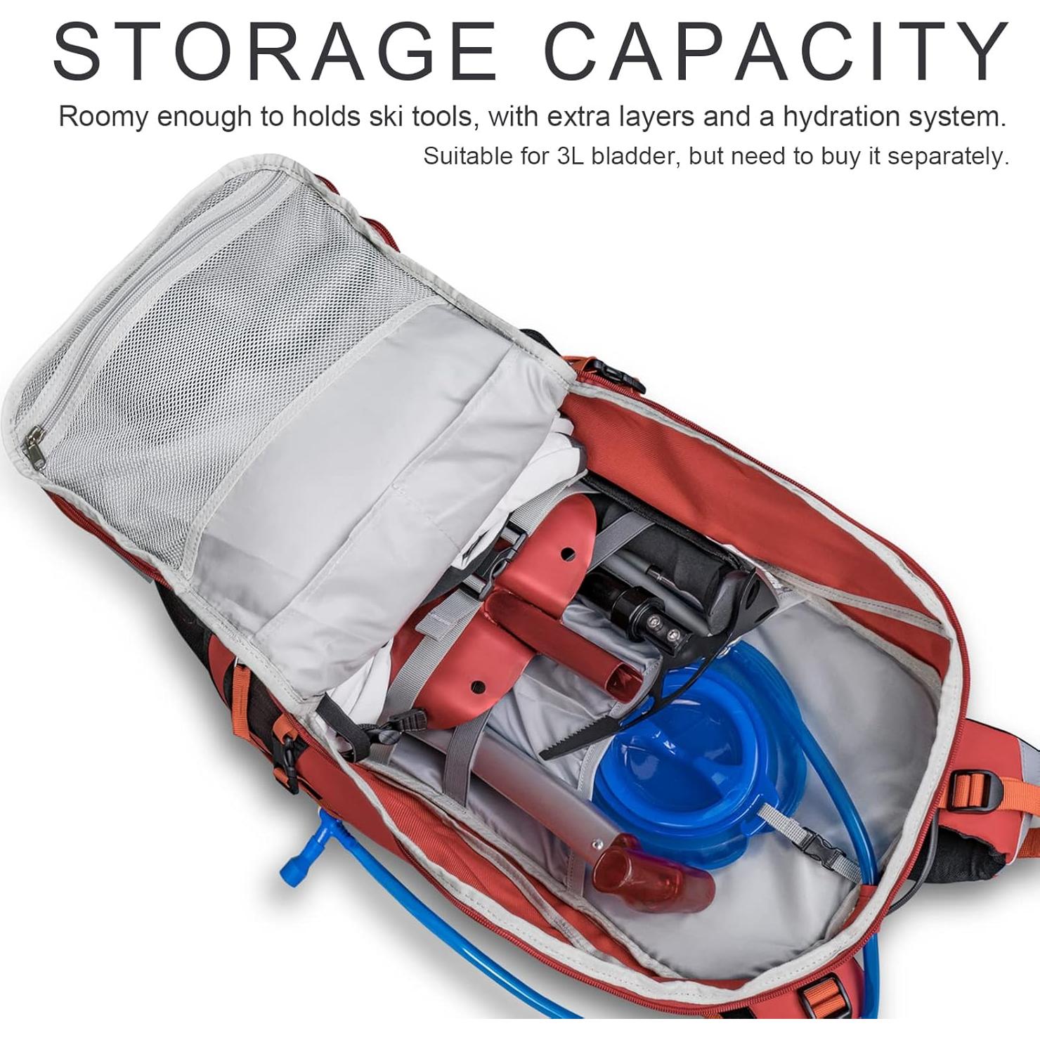 Mochila de Hidratación Unigear 30L Resistente al Agua para Esquí