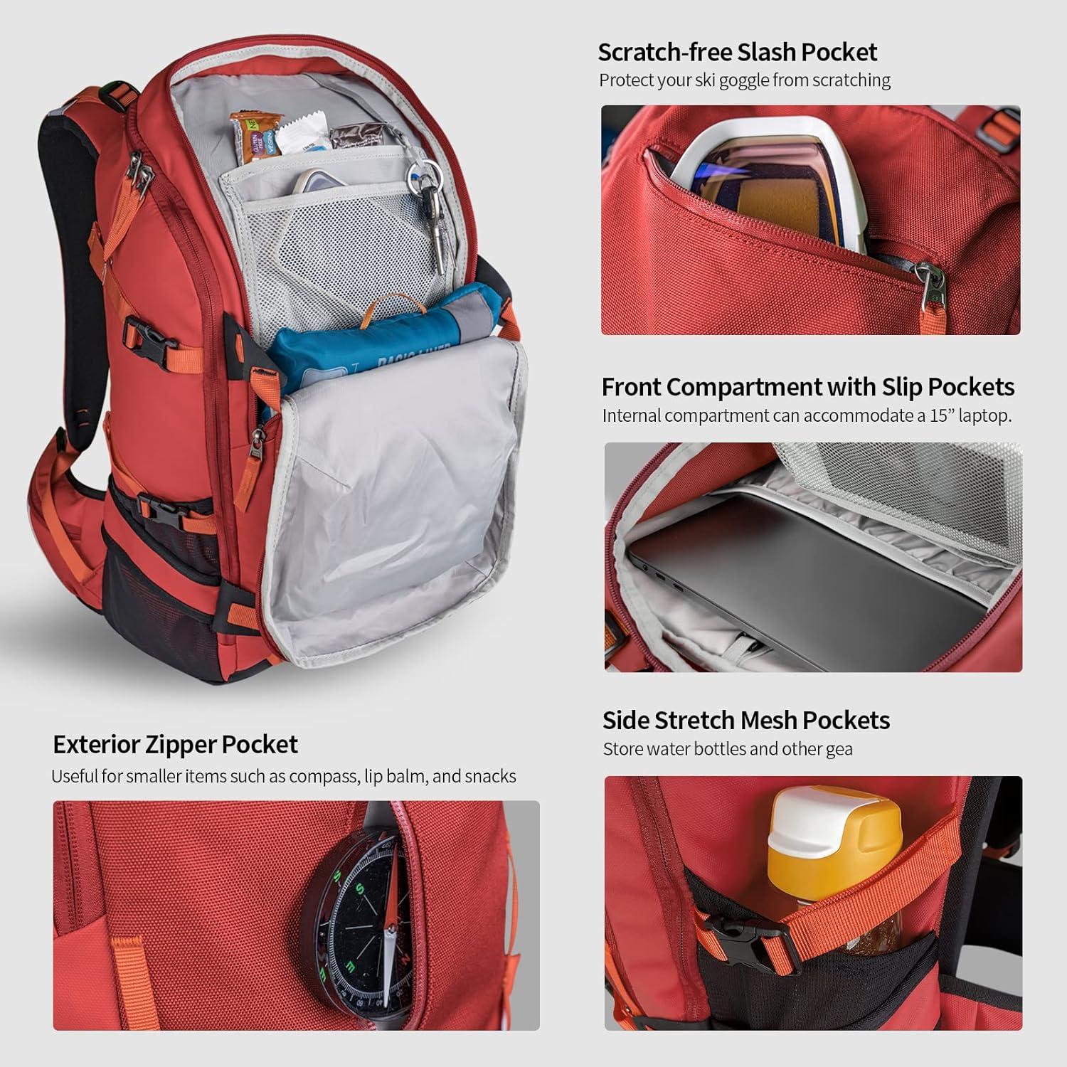 Mochila de Hidratación Unigear 30L Resistente al Agua para Esquí