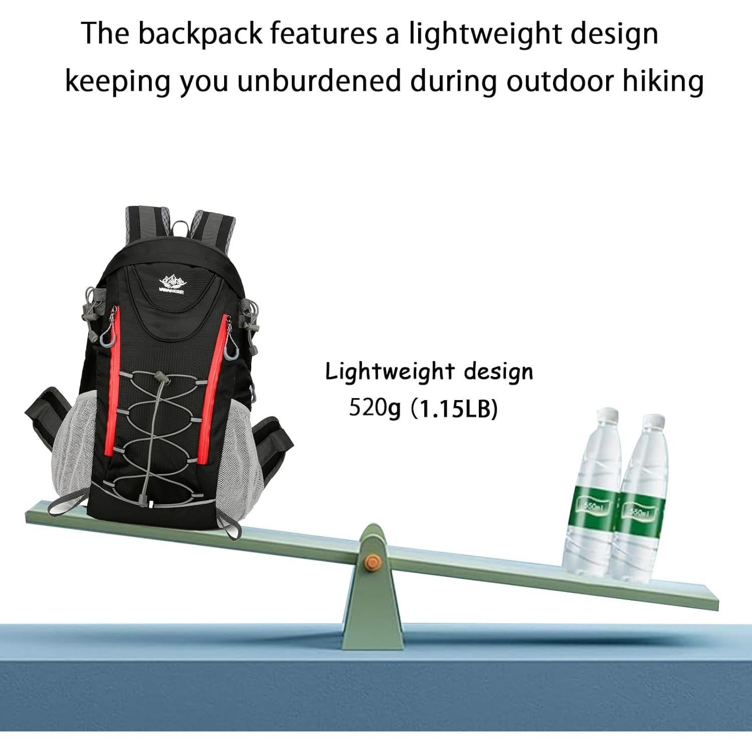 Mochila de Senderismo 35L Negra Ergonomía y Resistente al Agua