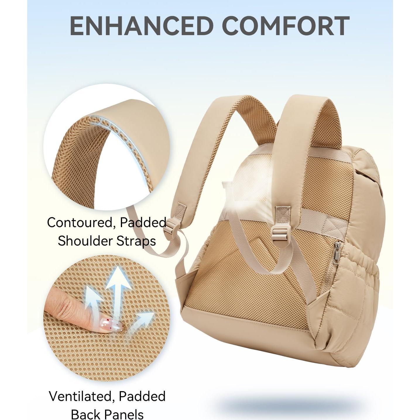 Mochila Puffer BOSTANTEN para Mujeres 15.6" Acolchada Caqui