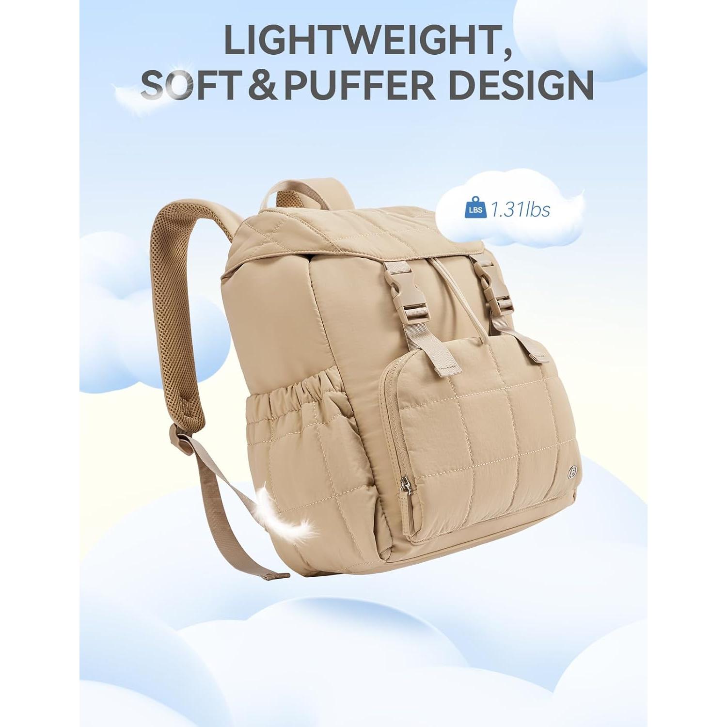 Mochila Puffer BOSTANTEN para Mujeres 15.6" Acolchada Caqui