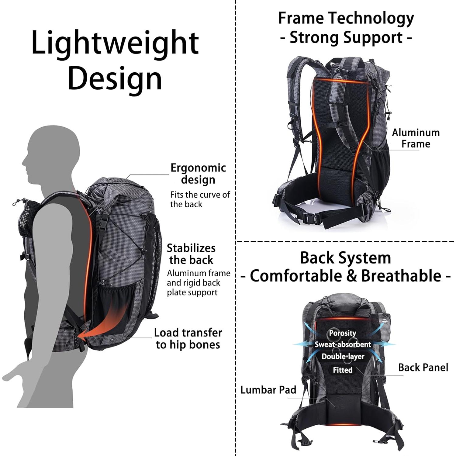 Mochila de Senderismo Naturehike Rock 60+5L Impermeable