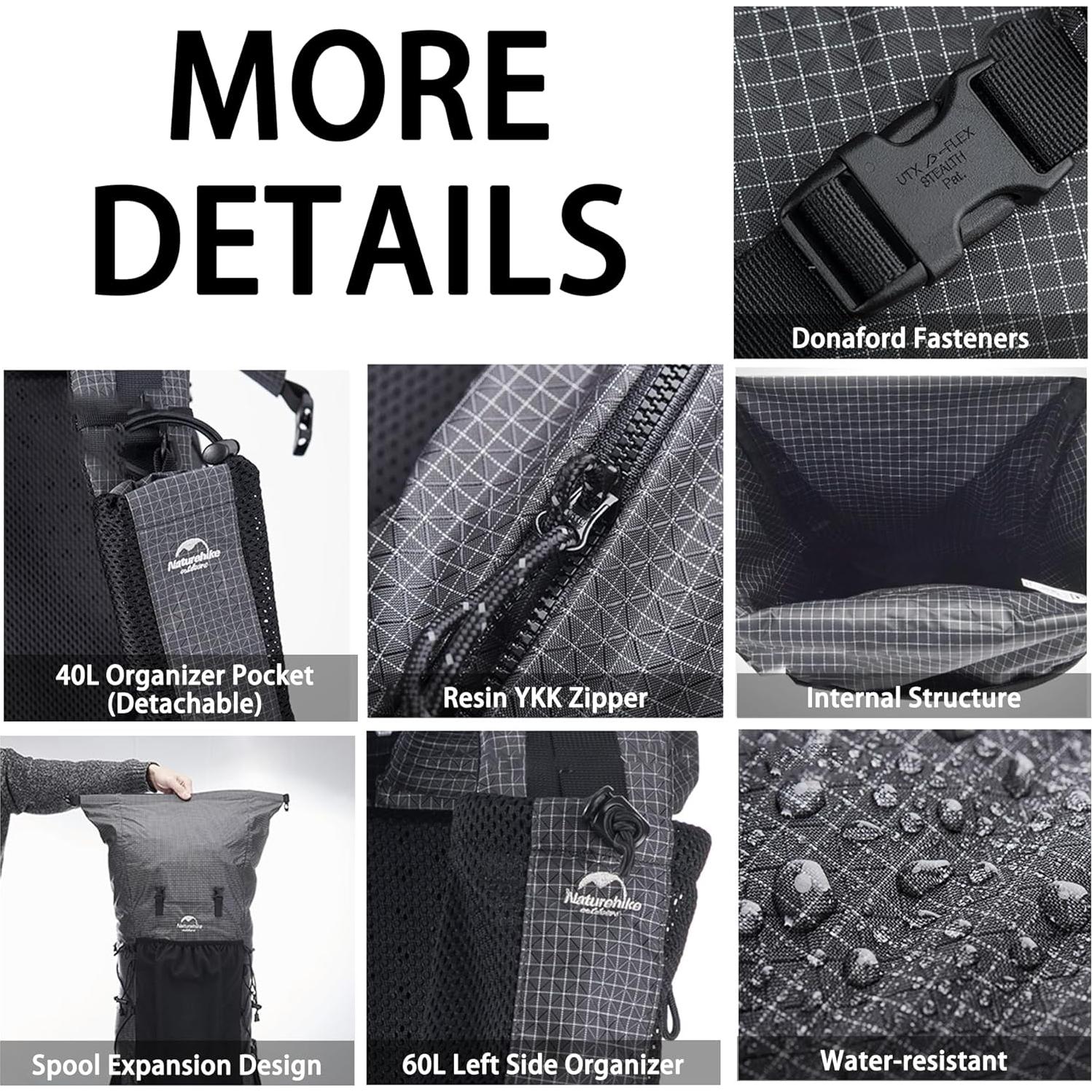 Mochila de Senderismo Naturehike Rock 60+5L Impermeable