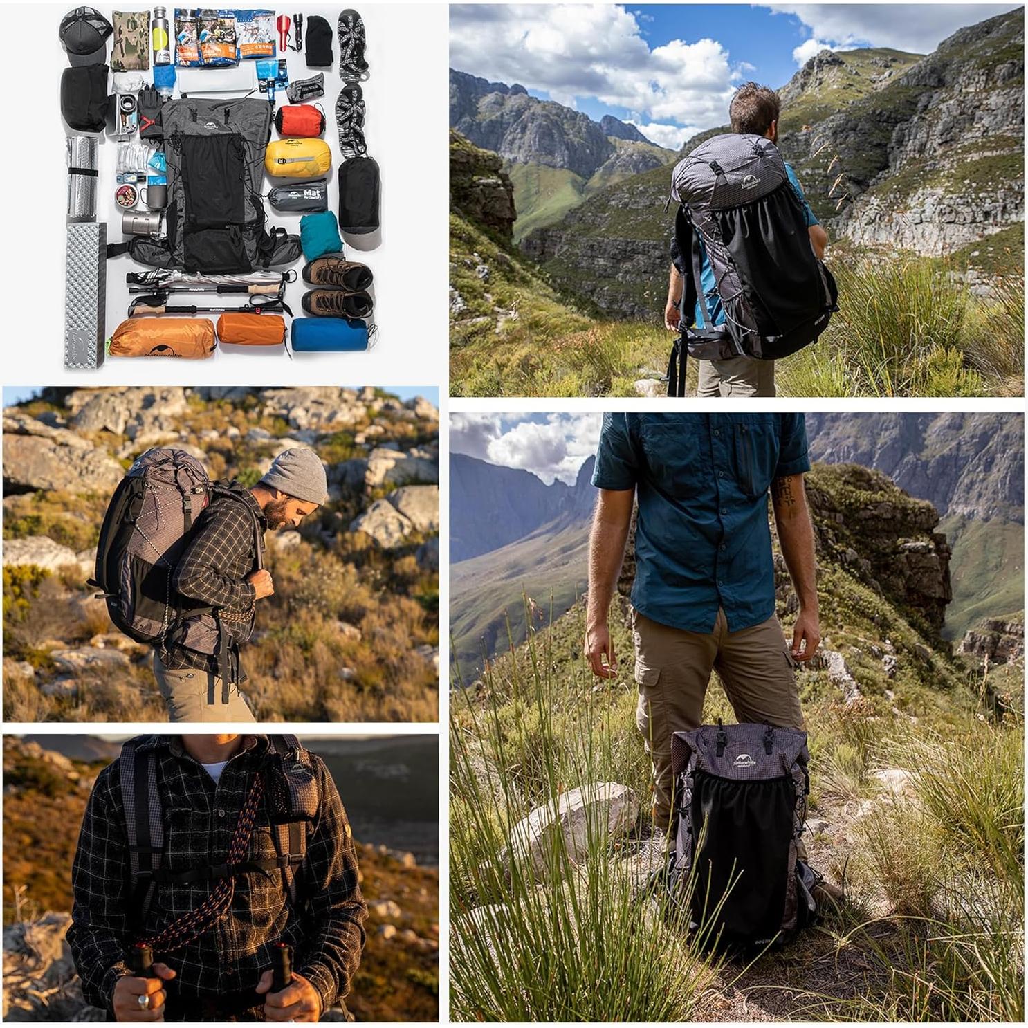 Mochila de Senderismo Naturehike Rock 60+5L Impermeable