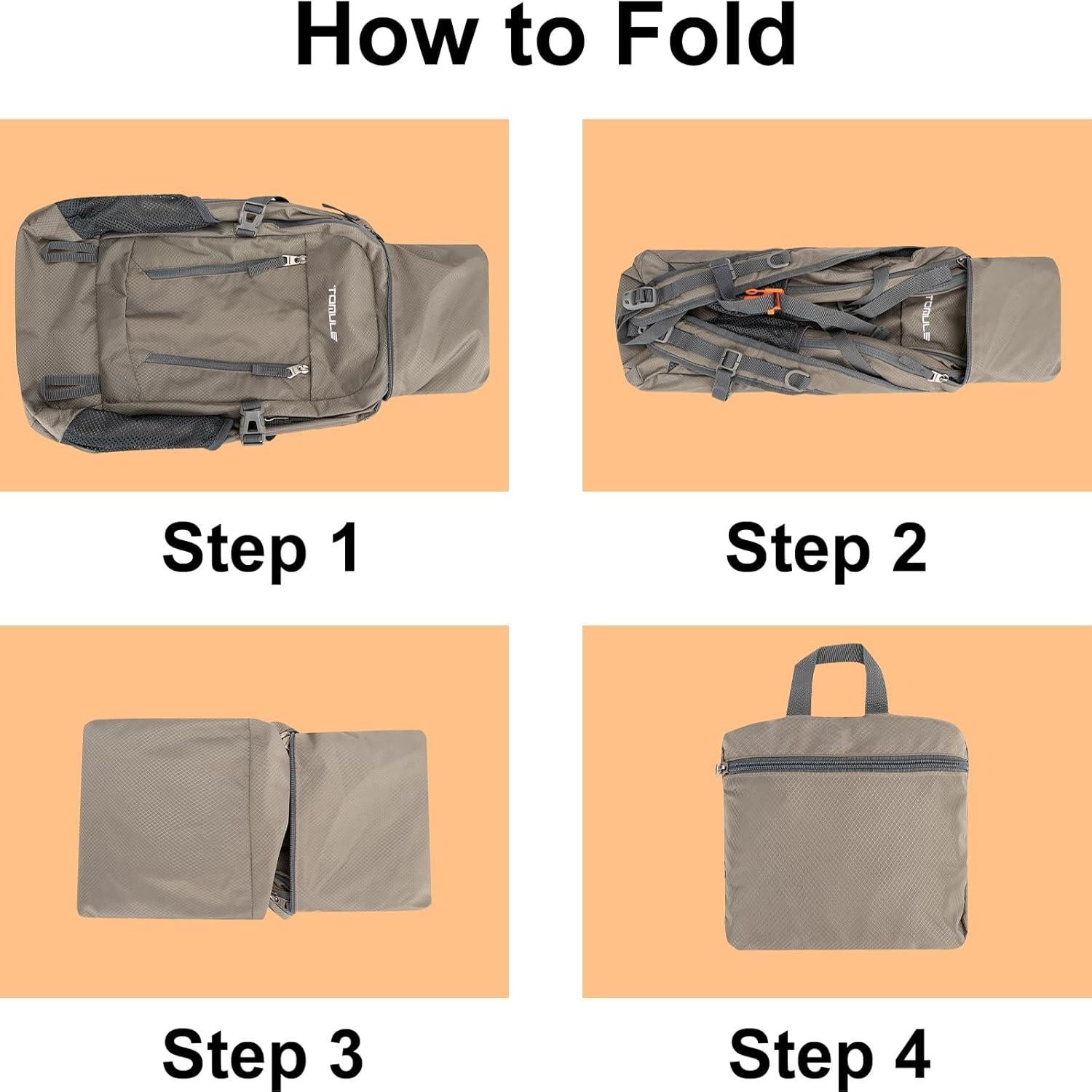 Mochila de Senderismo TOMULE 25L Impermeable Unisex Gris