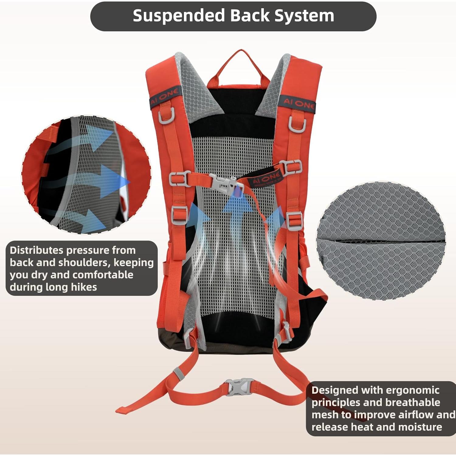 Mochila de Senderismo 27L Sumseek Impermeable Unisex Naranja