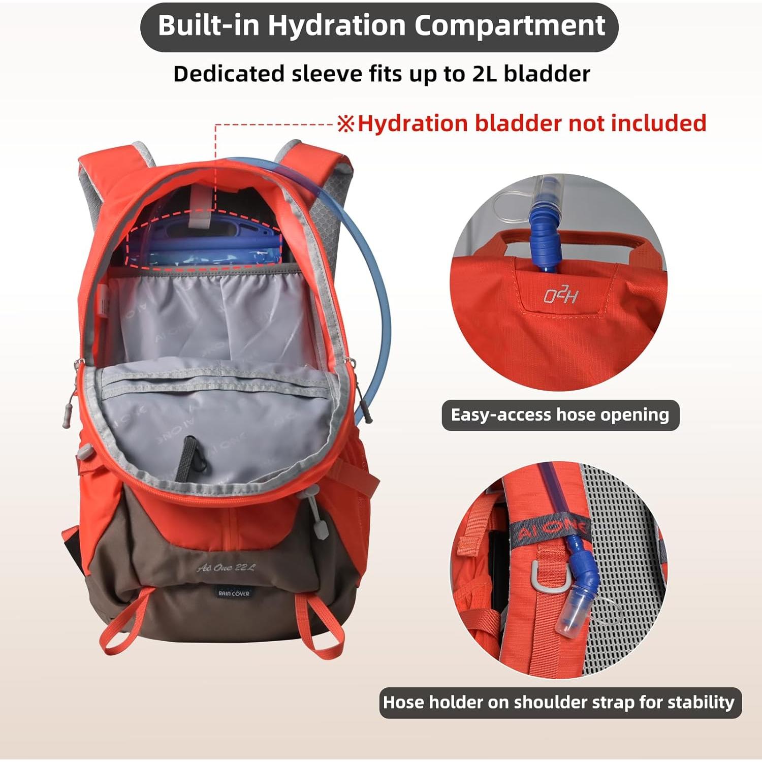 Mochila de Senderismo 27L Sumseek Impermeable Unisex Naranja