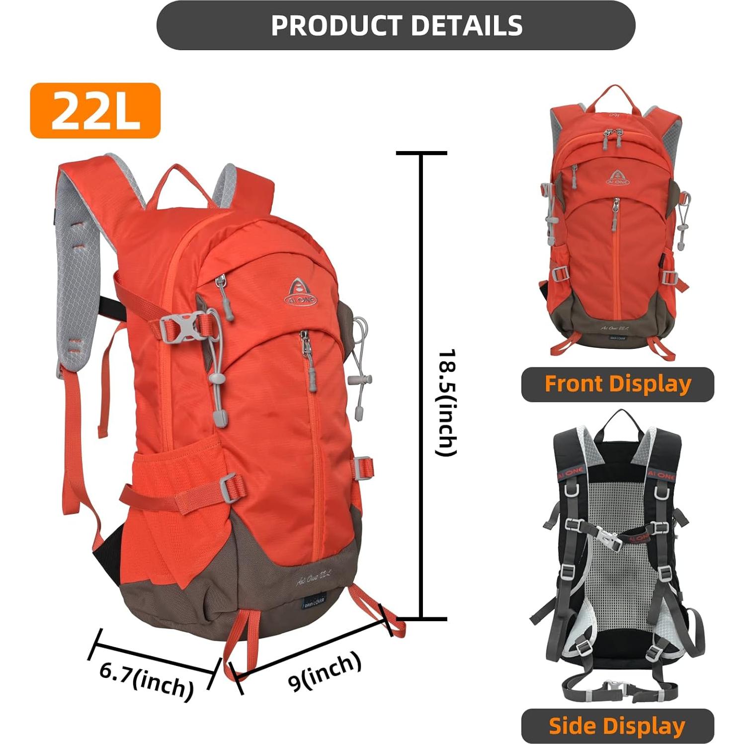 Mochila de Senderismo 27L Sumseek Impermeable Unisex Naranja