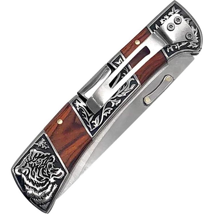 Cuchillo de bolsillo plegable FU-GLBY 22cm acero inoxidable madera roja